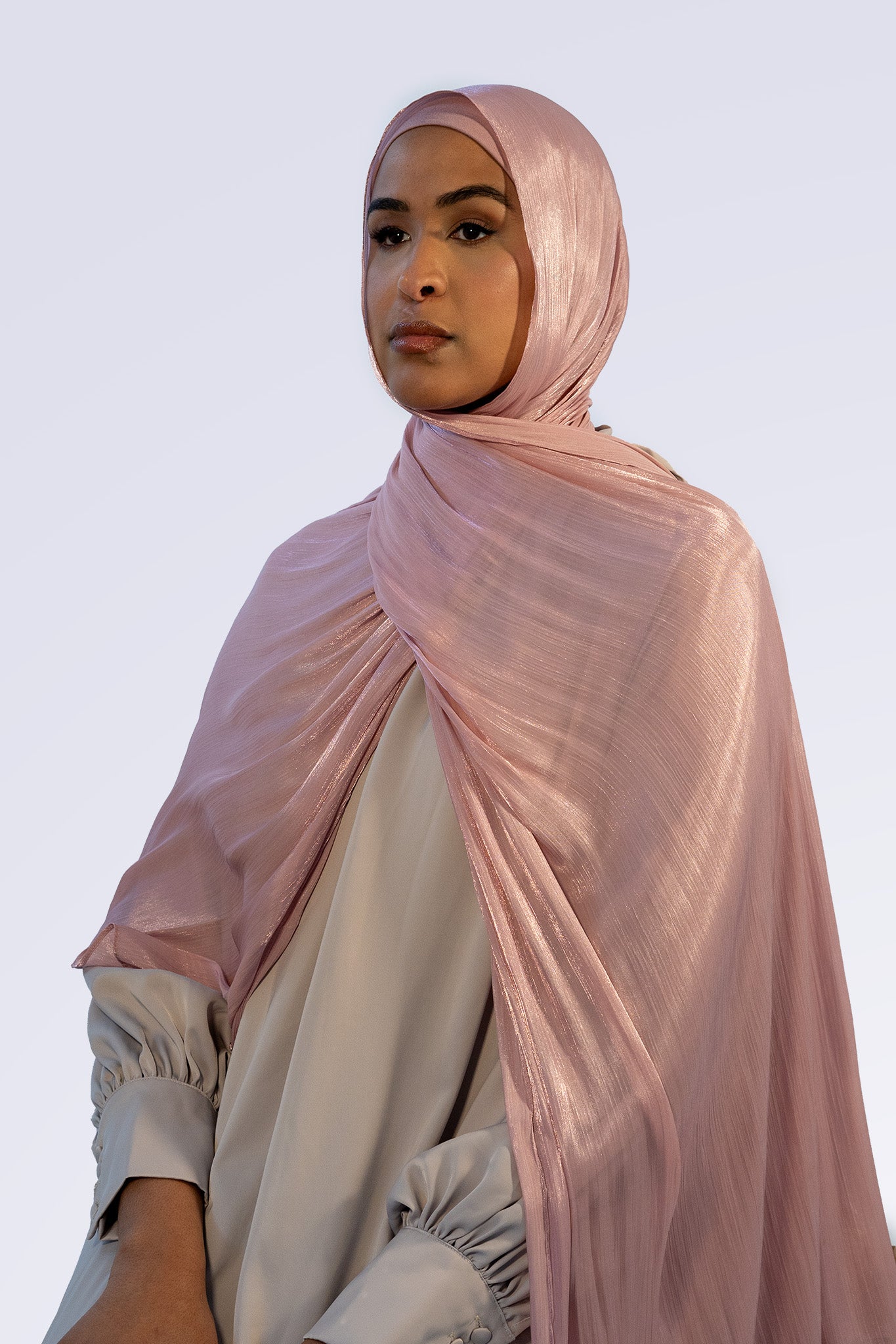 Satin Crepe & Undercap Set - Baby Pink