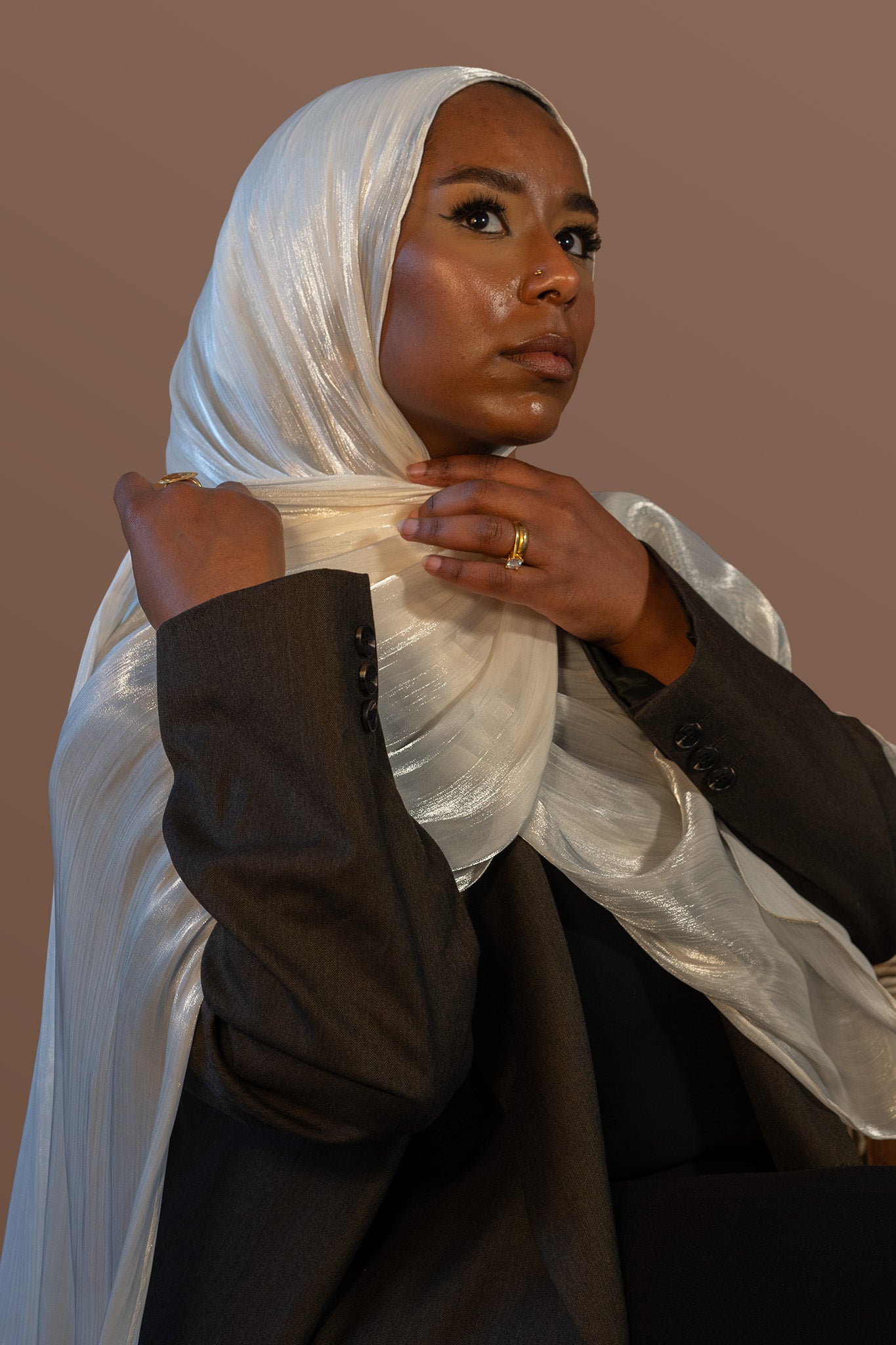 Satin Crepe & Undercap Set - Cream