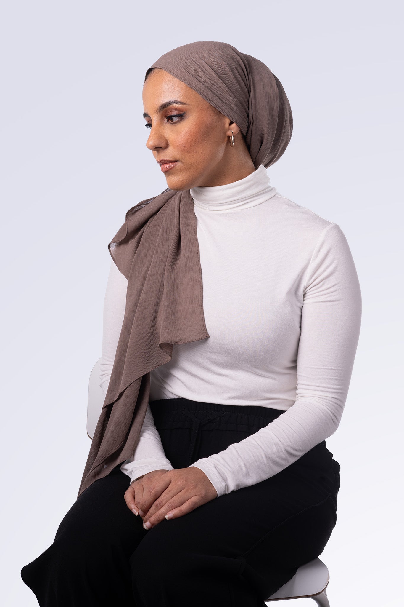 Crinkle Chiffon Hijab - Mink
