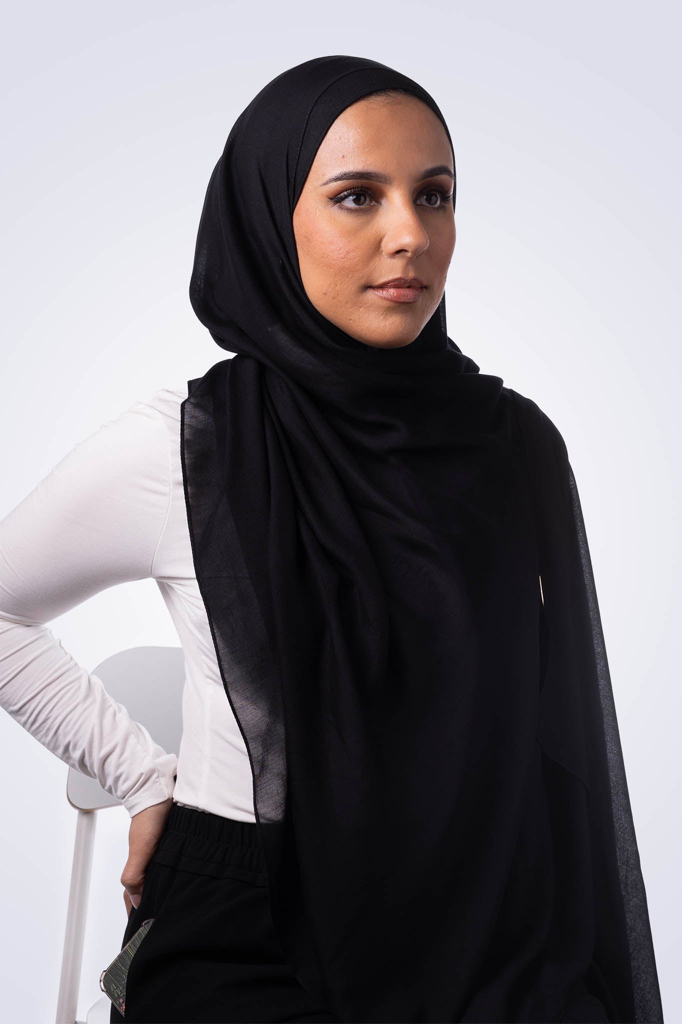 Premium Modal Hijab & Undercap Set - Jet Black
