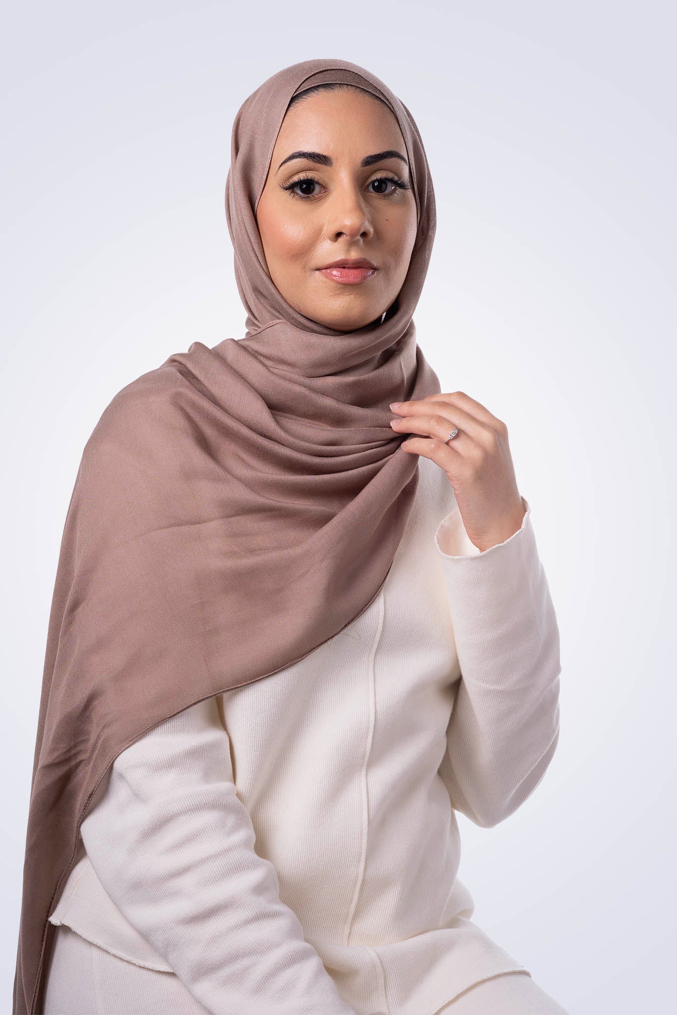 Premium Modal Hijab & Undercap Set - Cappuccino