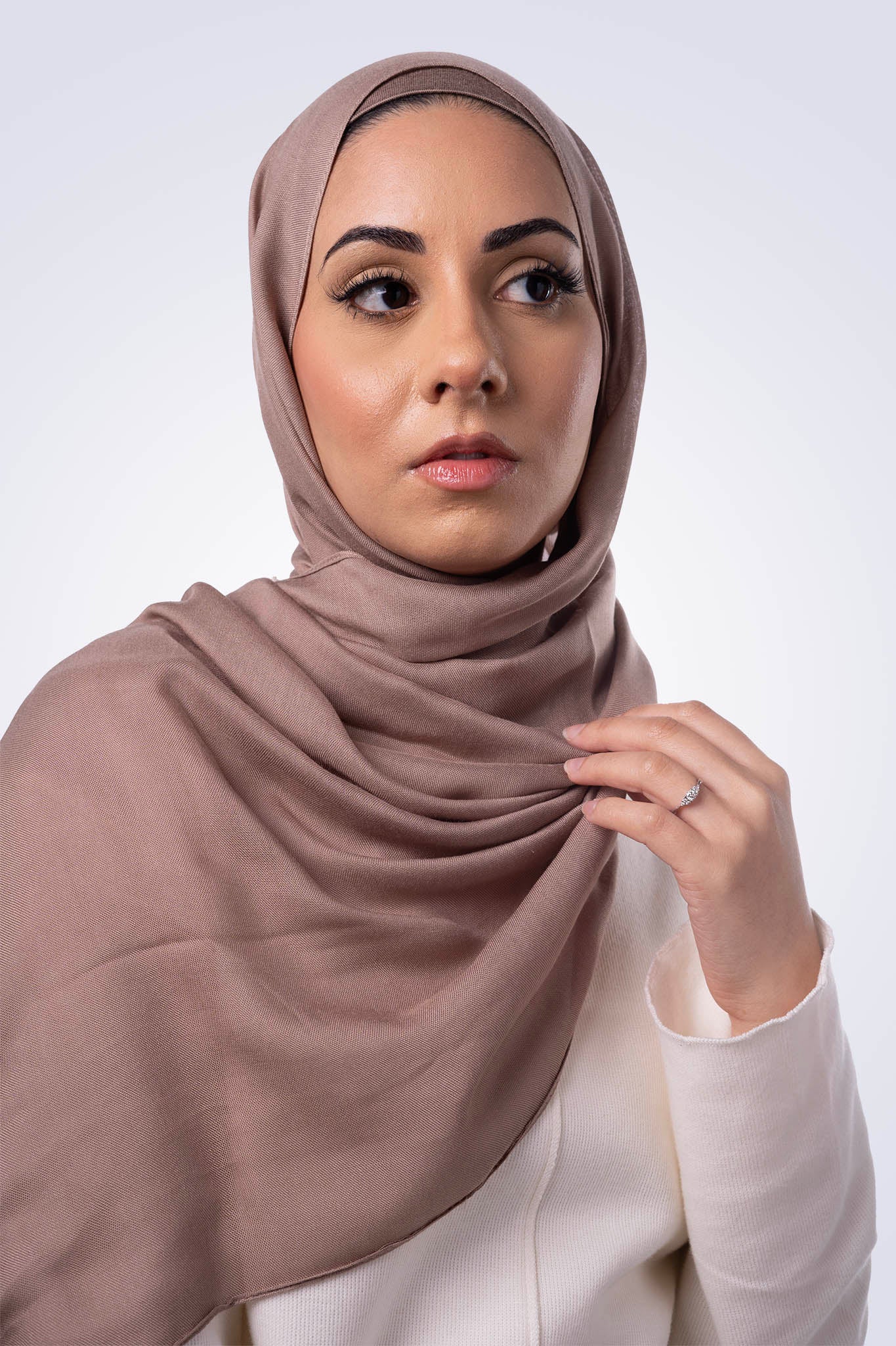 Premium Modal Hijab & Undercap Set - Cappuccino