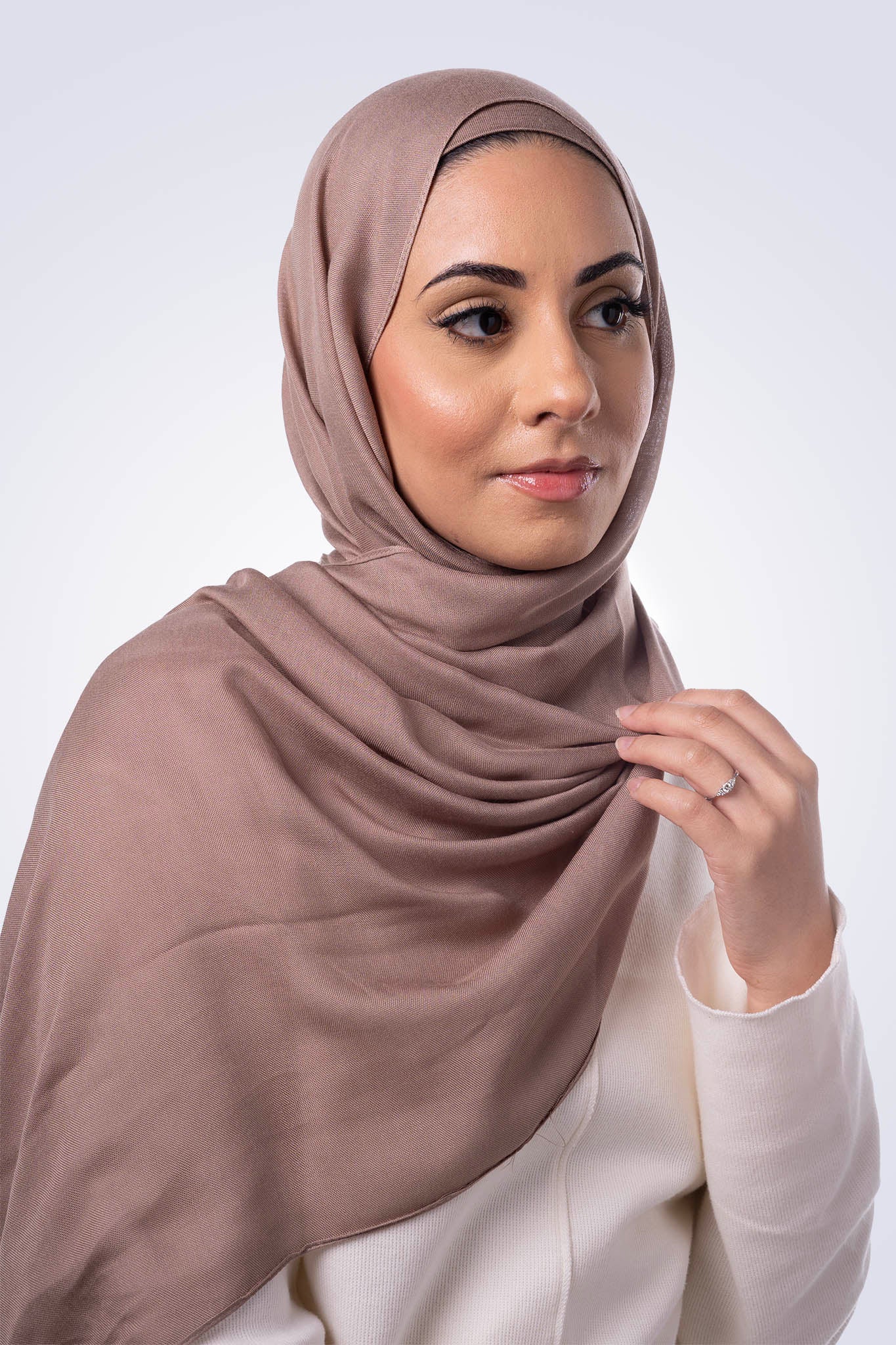 Premium Modal Hijab & Undercap Set - Cappuccino
