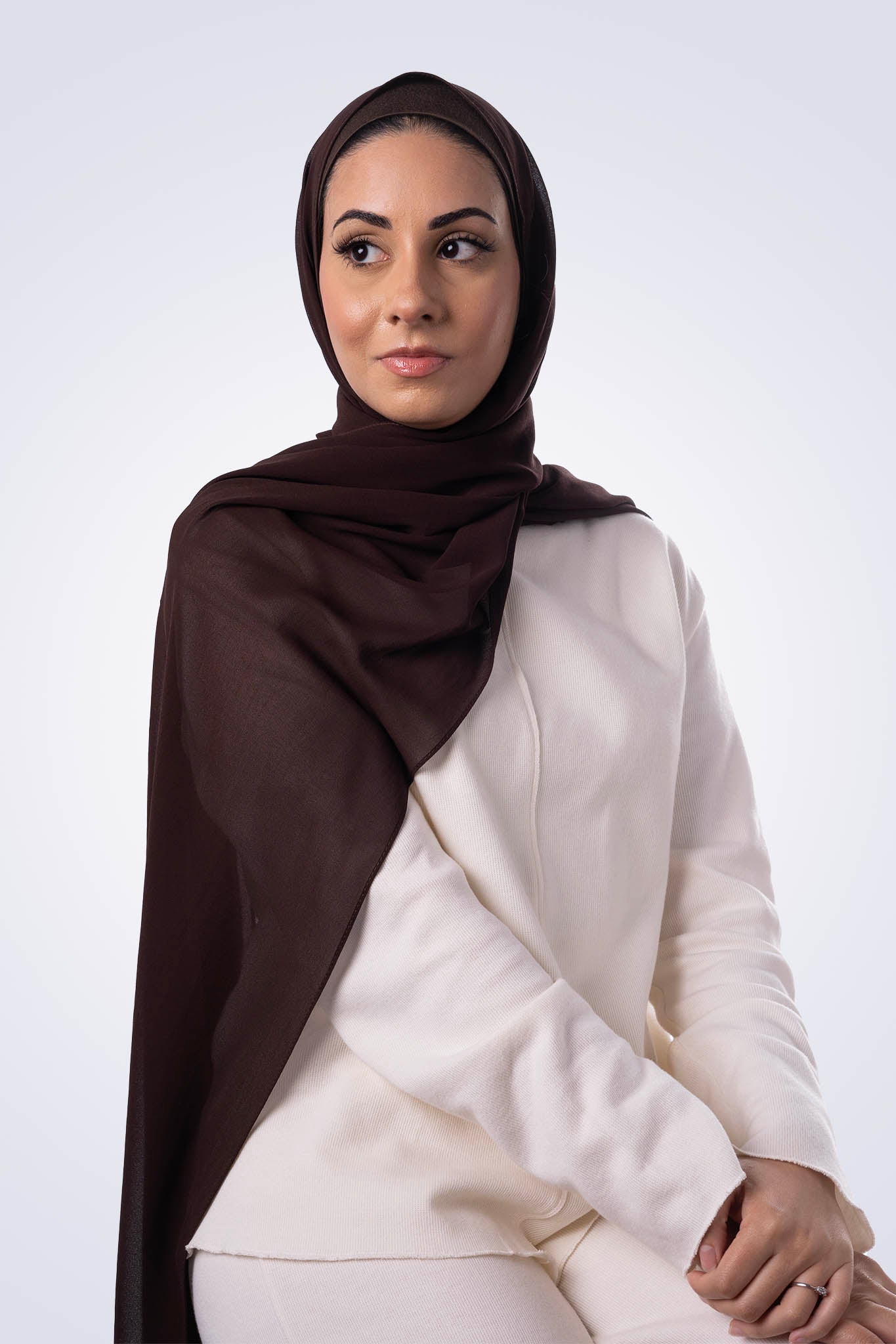 Premium Chiffon Hijab & Undercap Set - Espresso Brown