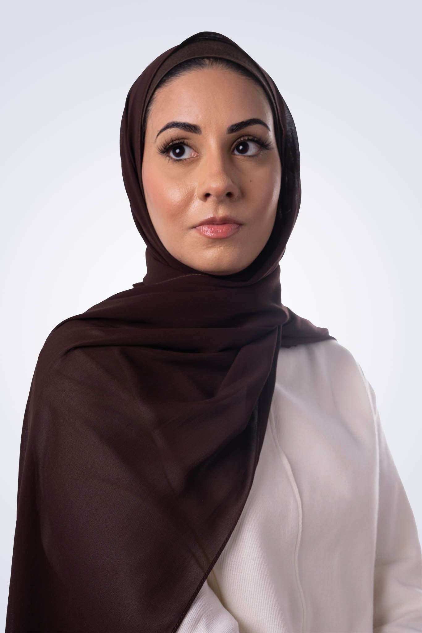 Premium Chiffon Hijab & Undercap Set - Espresso Brown