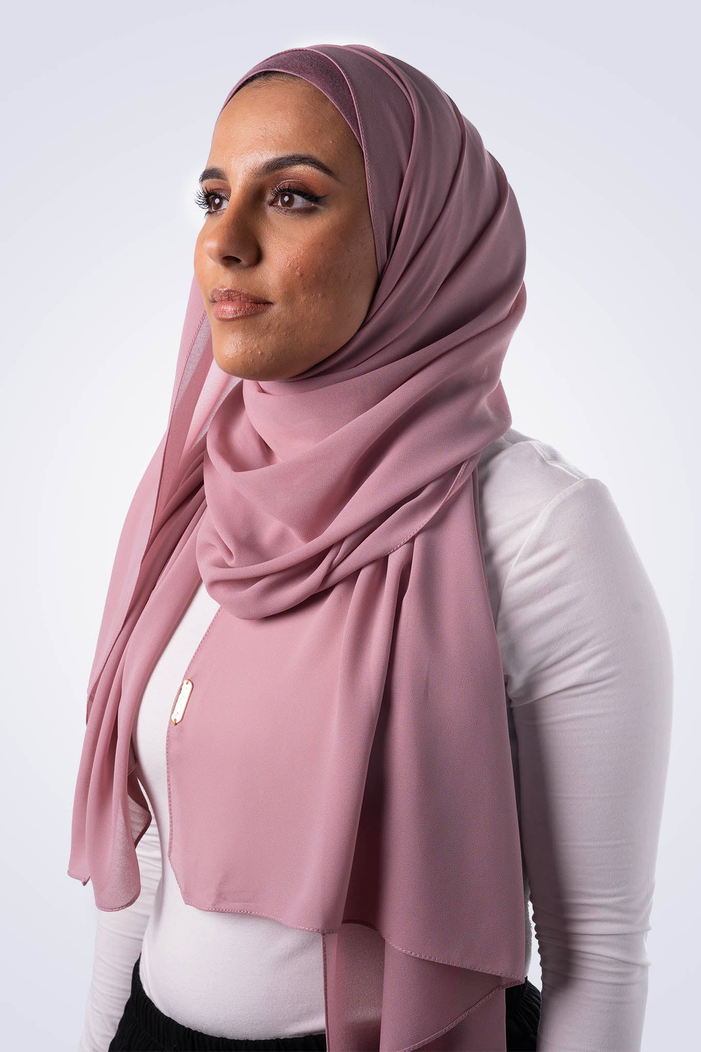 Premium Chiffon Hijab & Undercap Set - Pink Lotus