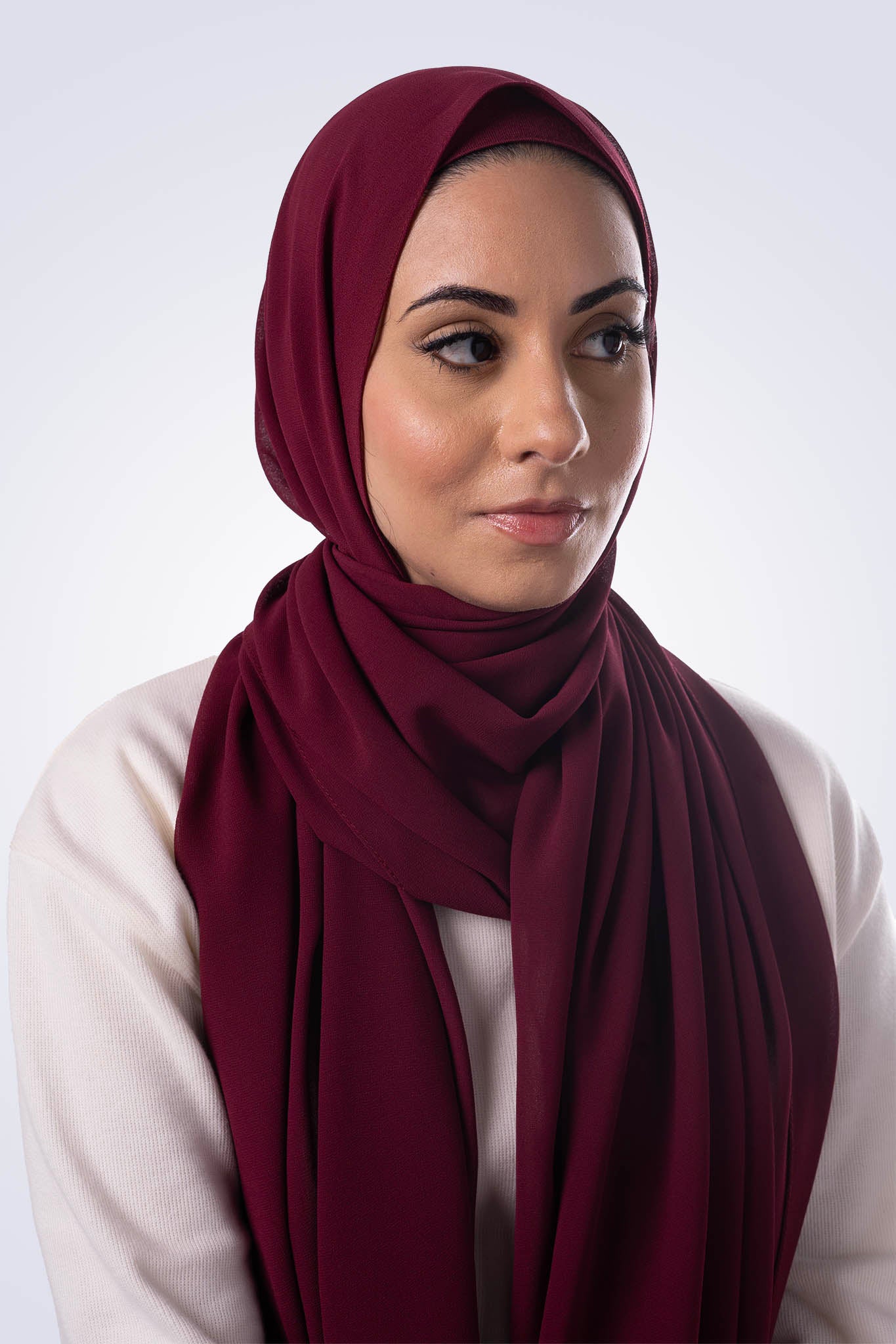 Premium Chiffon Hijab & Undercap Set - Maroon
