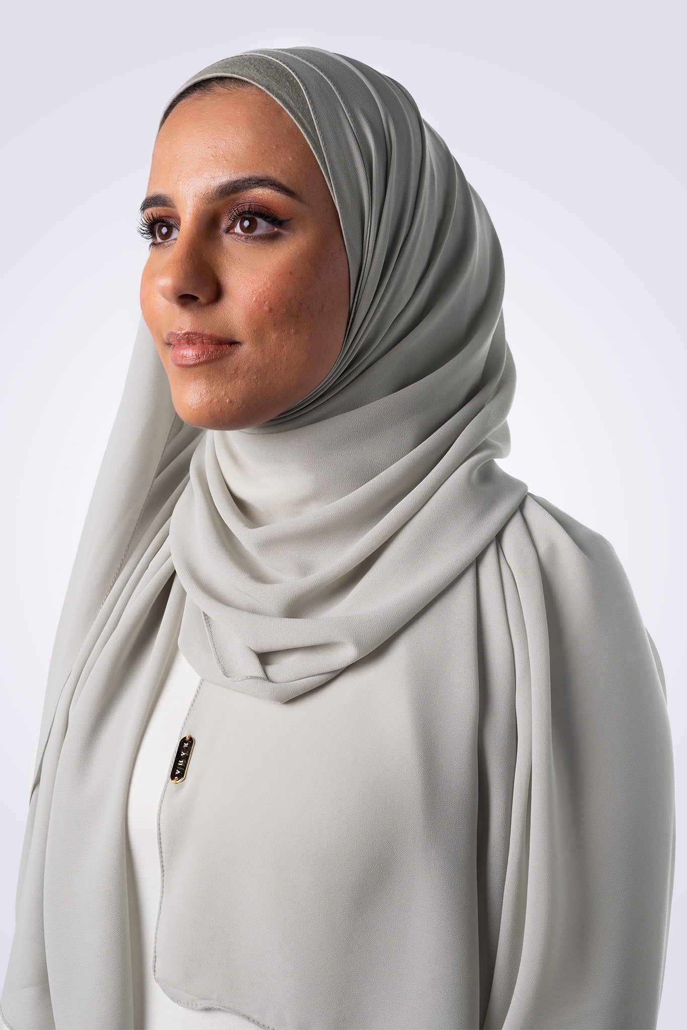 Premium Chiffon Hijab & Undercap Set - Sage Grey