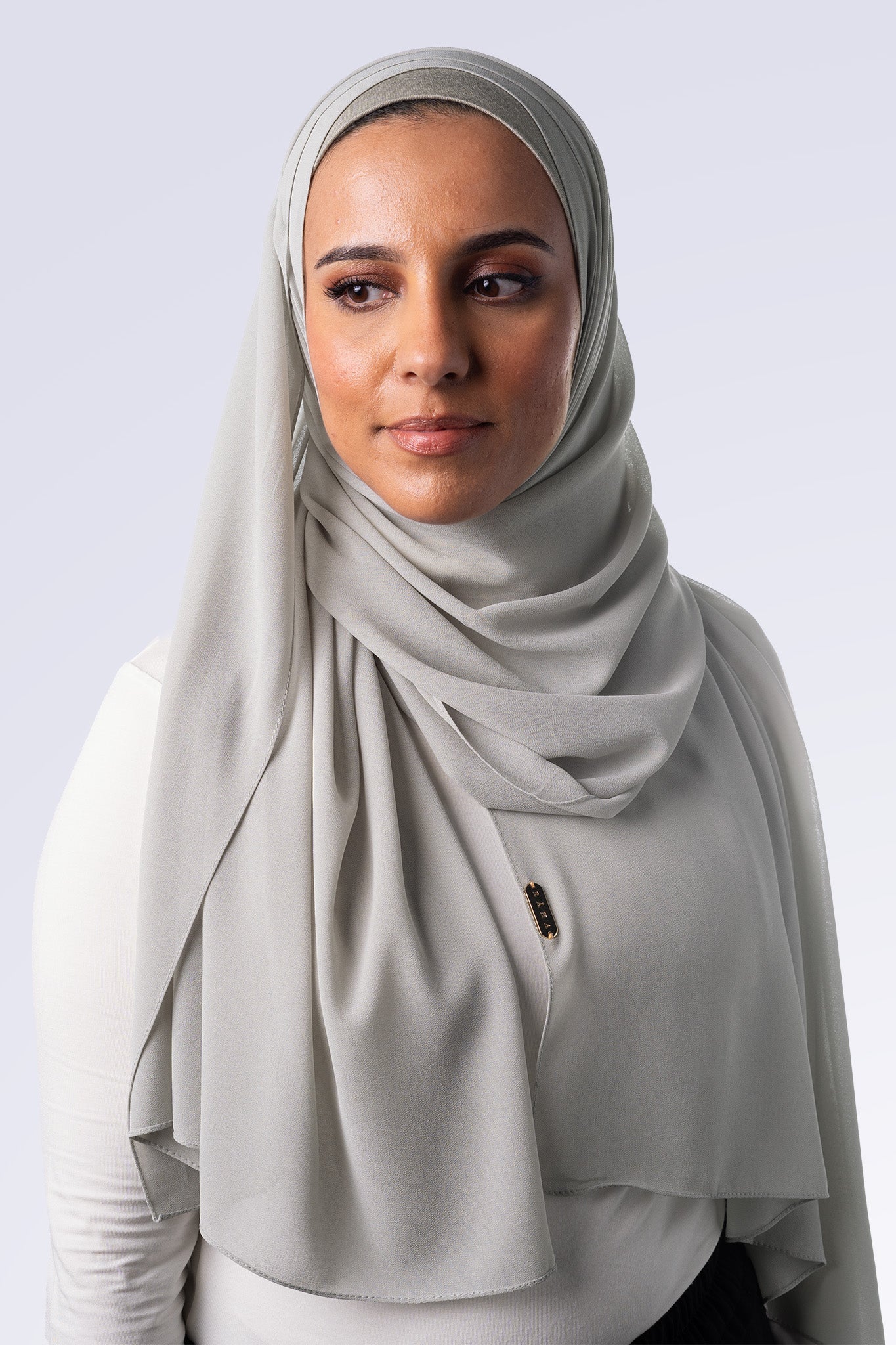 Premium Chiffon Hijab & Undercap Set - Sage Grey
