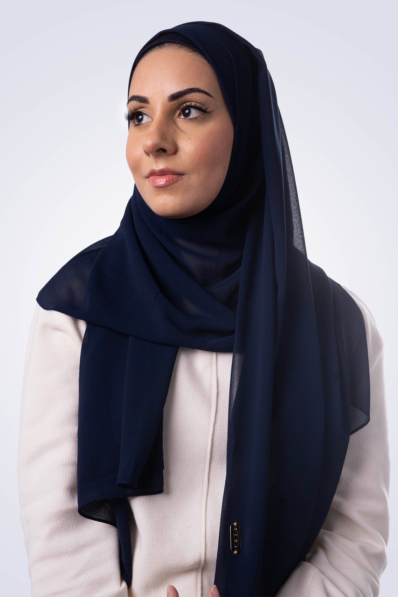 Premium Chiffon Hijab & Undercap Set - Midnight Blue