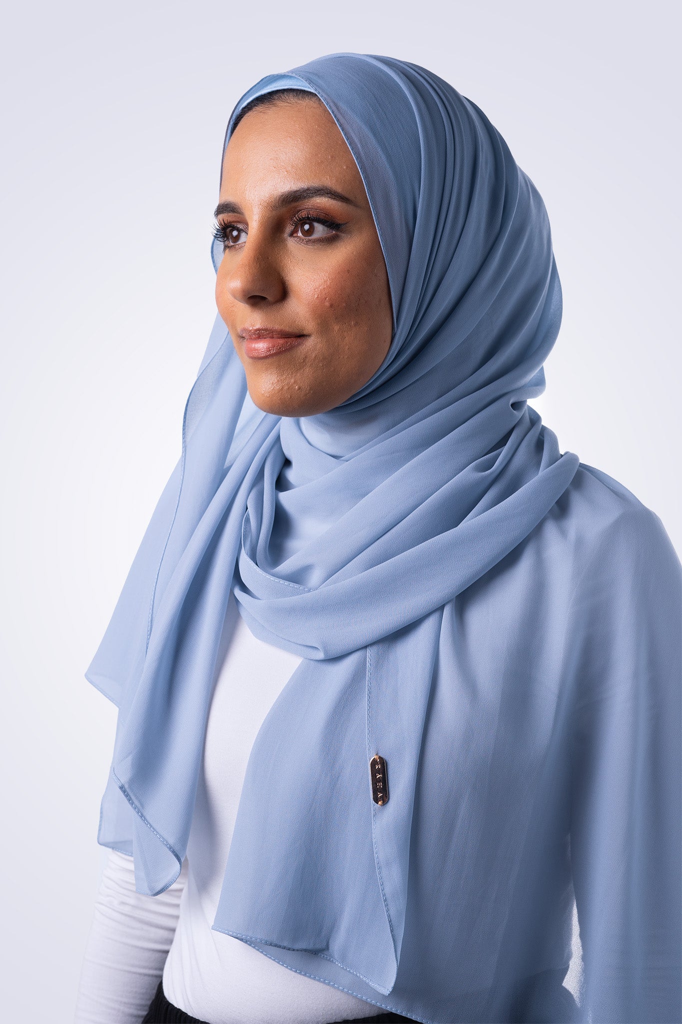 Premium Chiffon Hijab & Undercap Set - Soft Blue