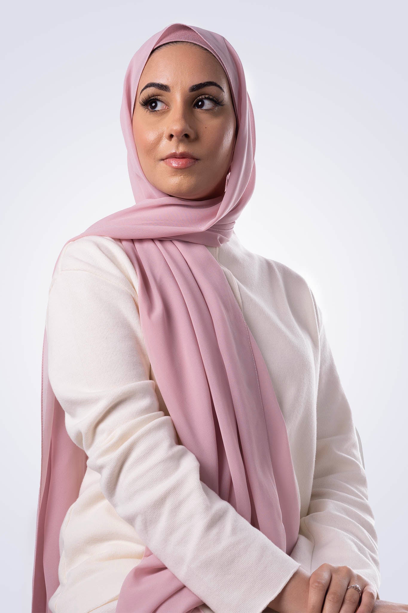 Premium Chiffon Hijab & Undercap Set - Baby Pink