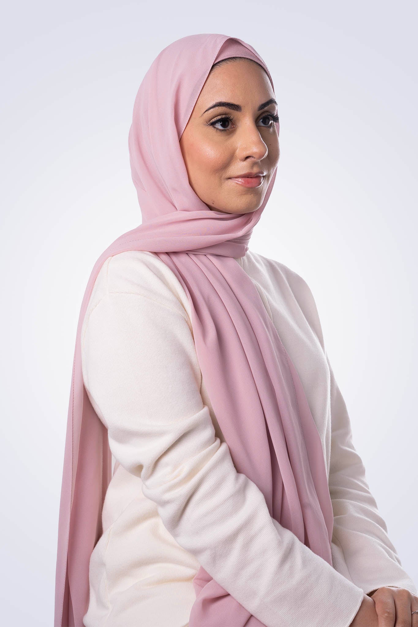 Premium Chiffon Hijab & Undercap Set - Baby Pink