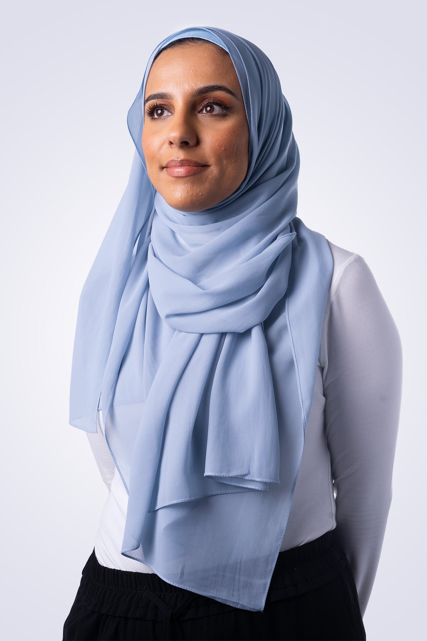 Premium Chiffon Hijab & Undercap Set - Soft Blue