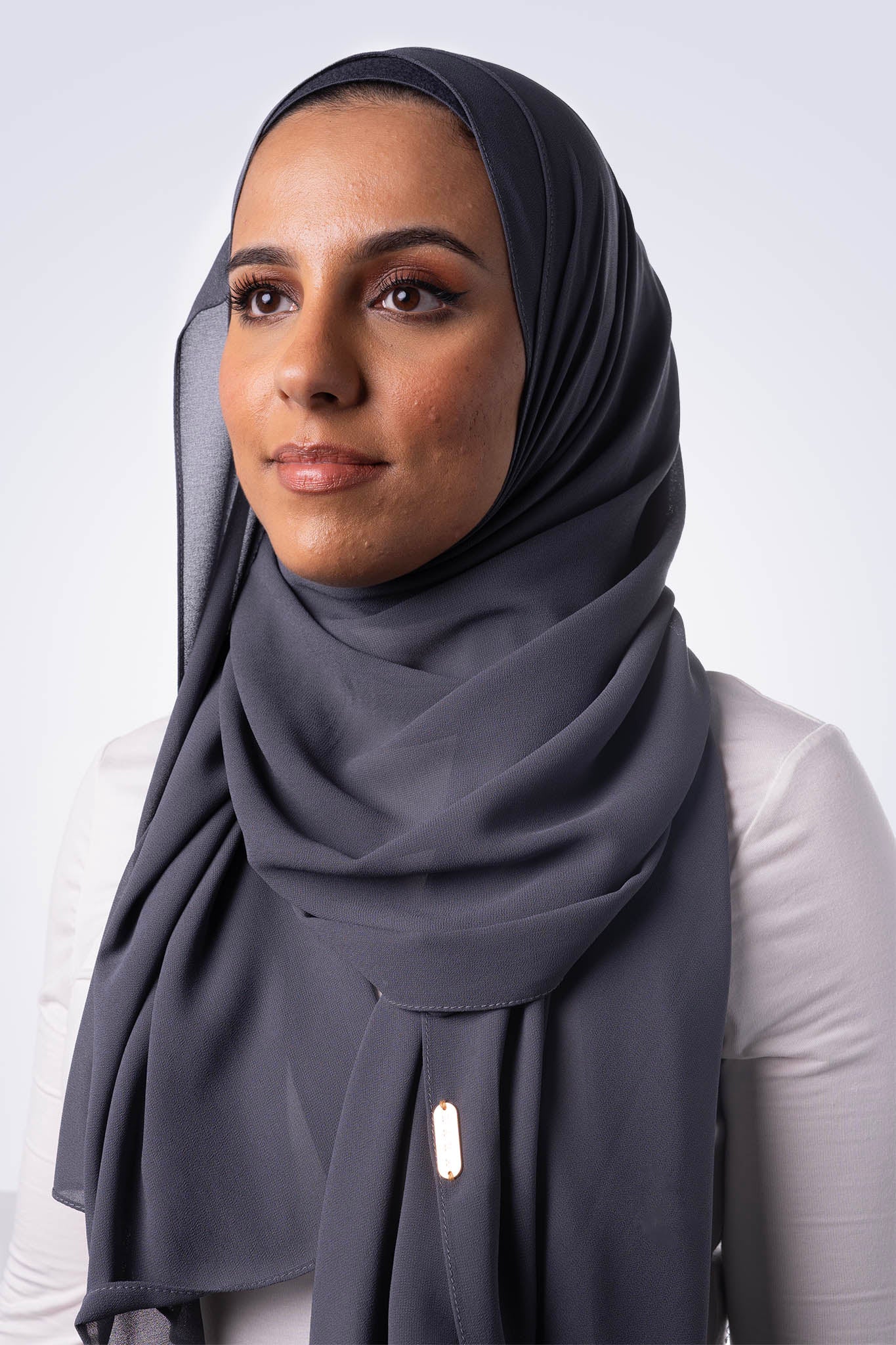 Premium Chiffon Hijab & Undercap Set - Dark Grey