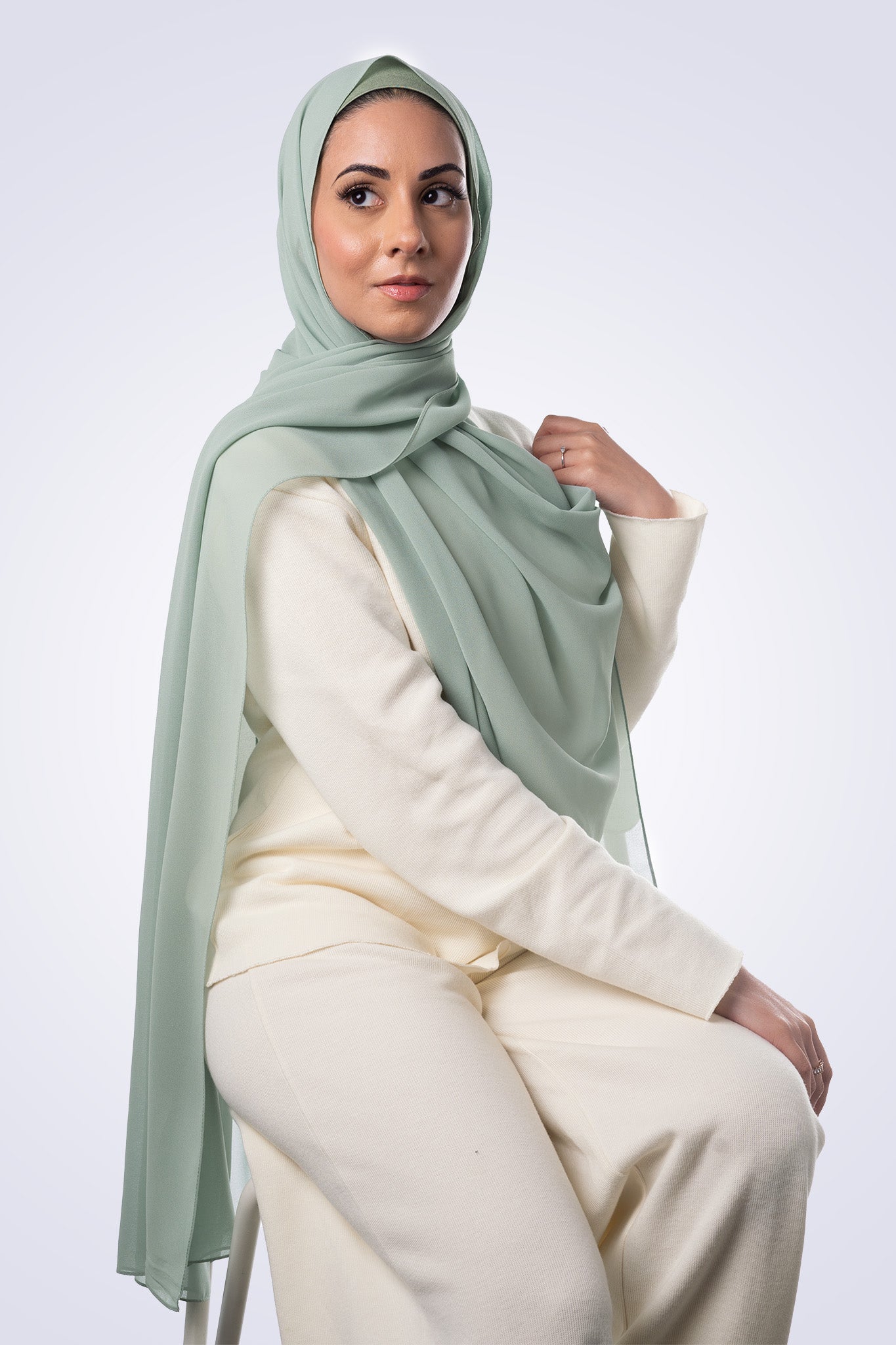 Premium Chiffon Hijab & Undercap Set - Mint