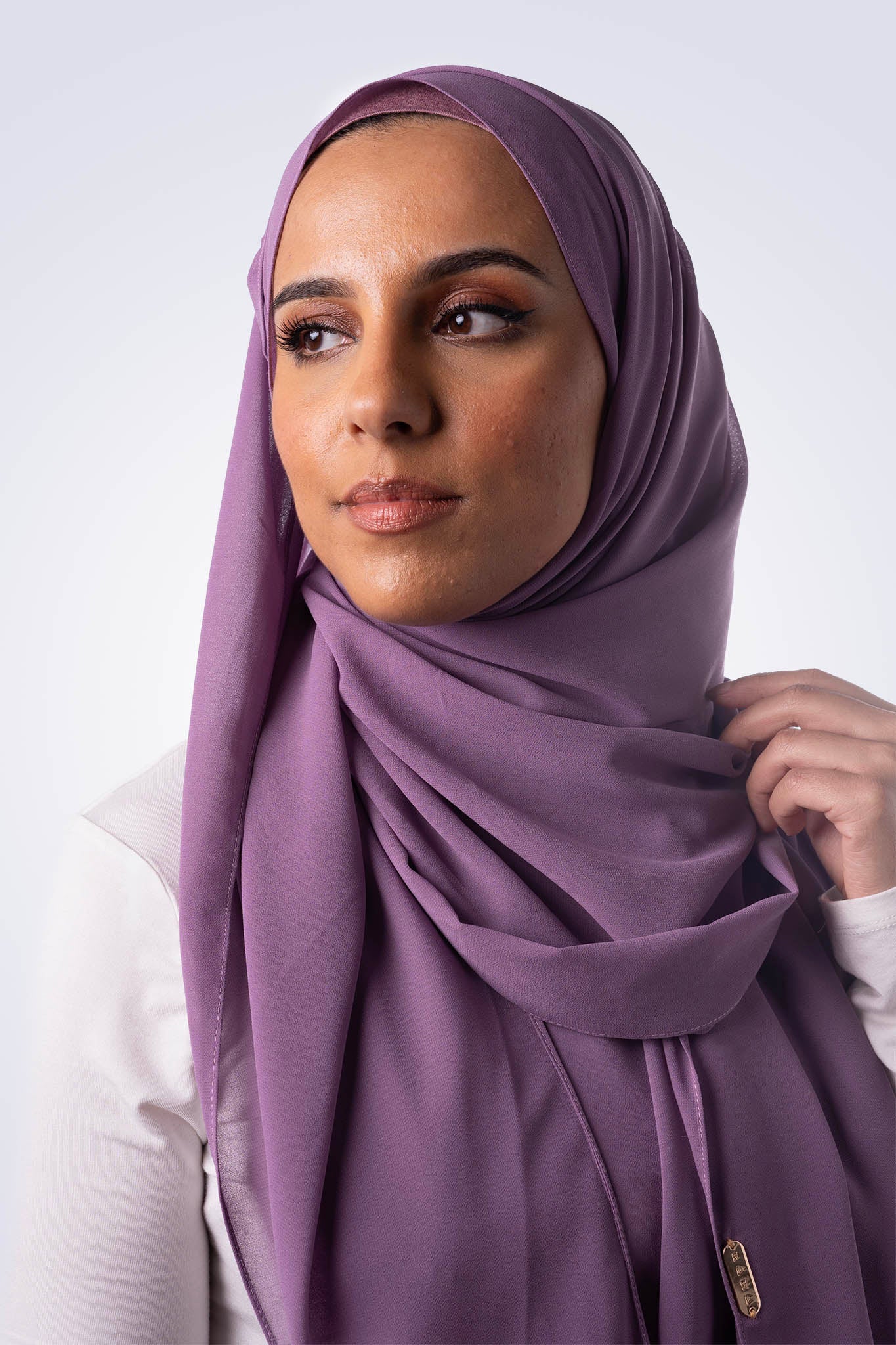 Premium Chiffon Hijab & Undercap Set - Purple