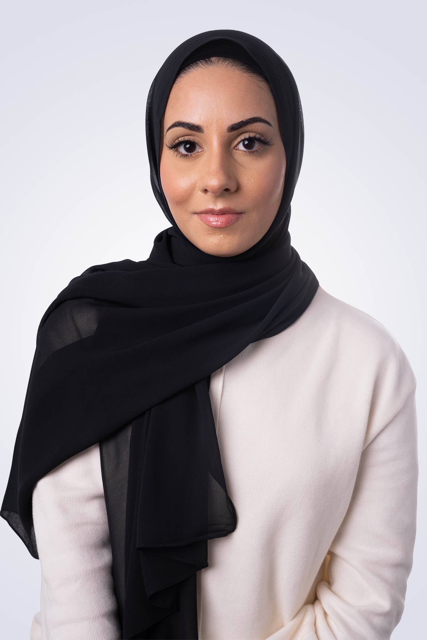 Premium Chiffon Hijab & Undercap Set - Jet Black