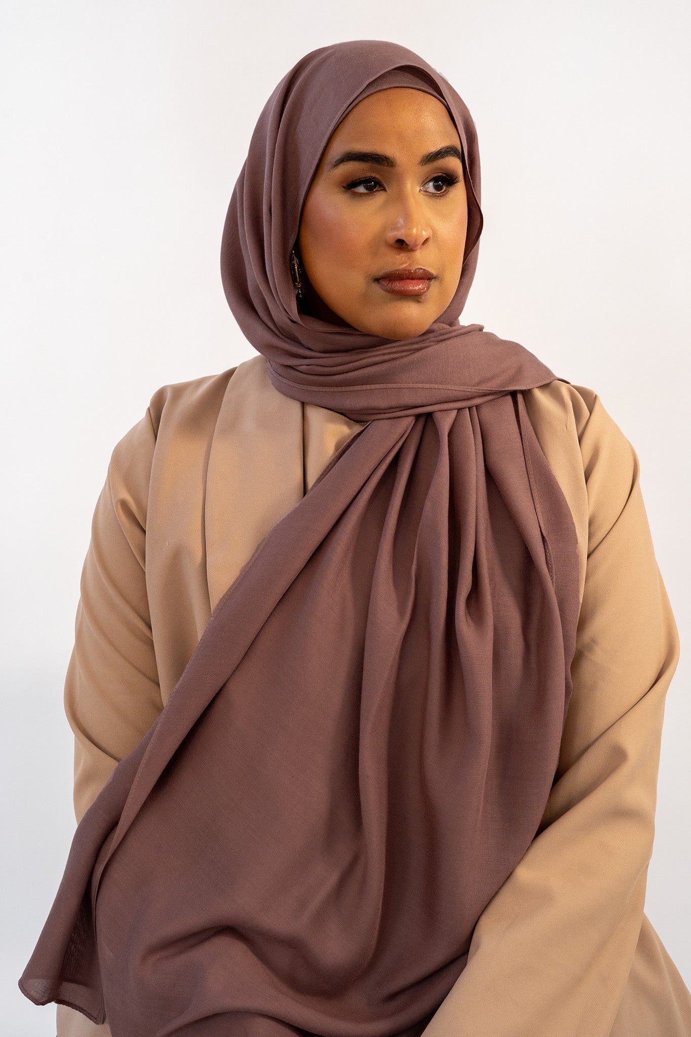 Premium Modal Hijab & Undercap Set - Dark Mauve