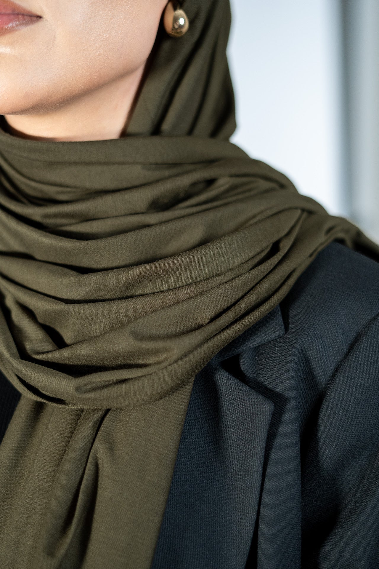 Bamboo Jersey Hijab - Deep Olive