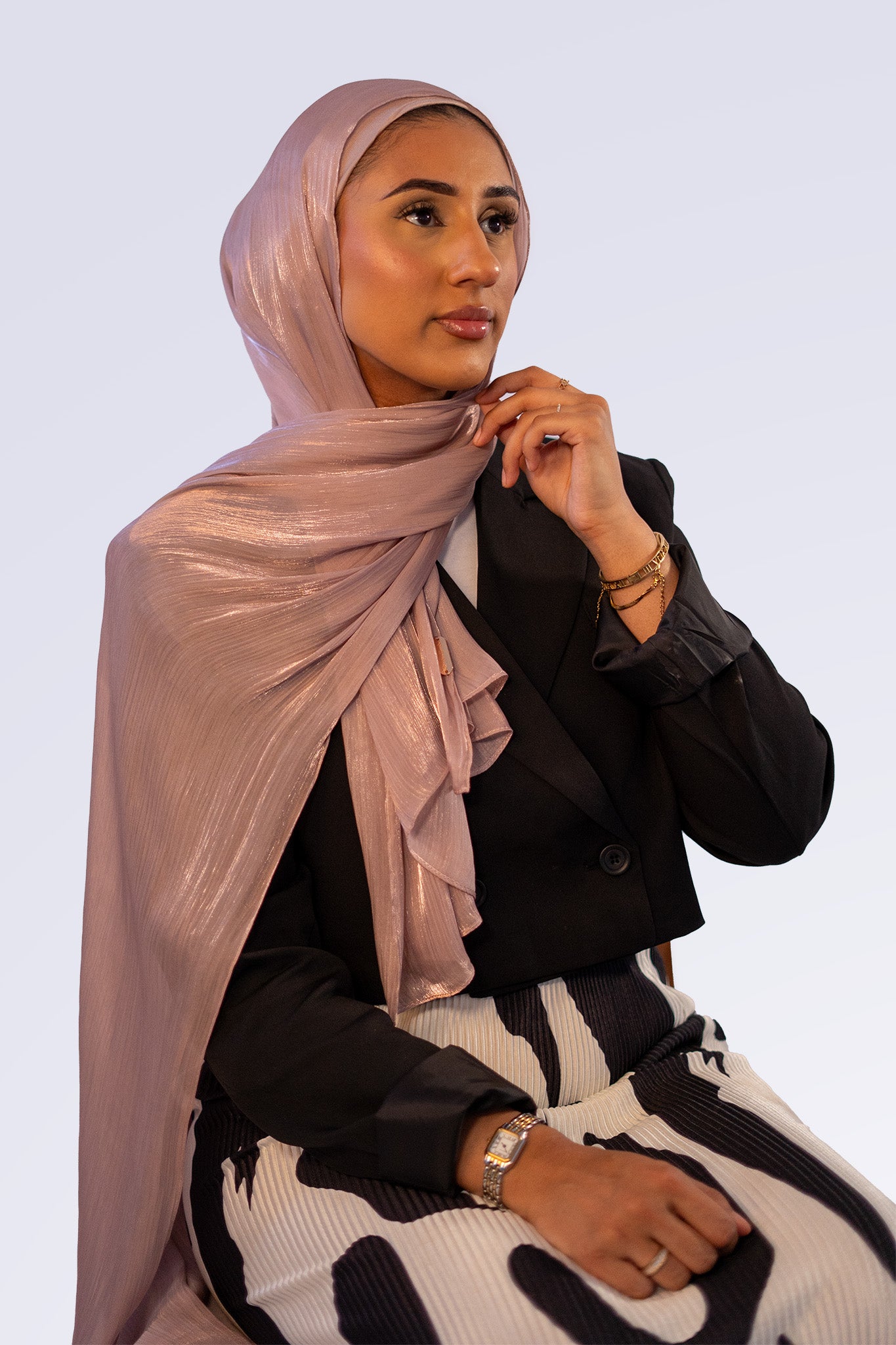 Satin Crepe & Undercap Set - Dusty Pink