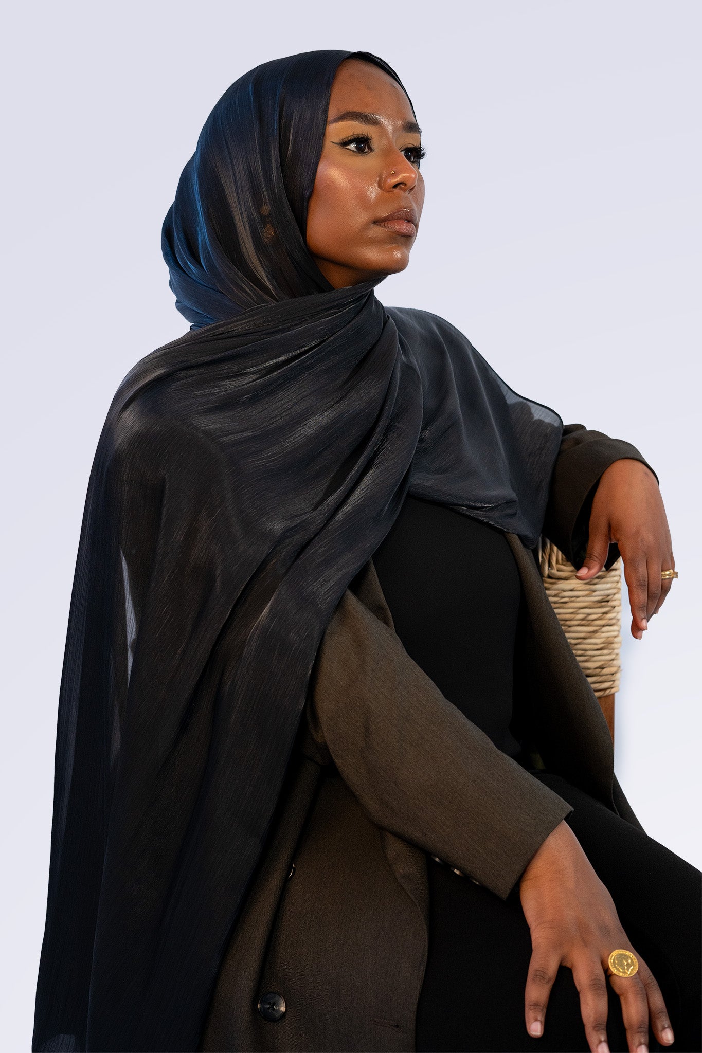 Satin Crepe & Undercap Set - Jet Black