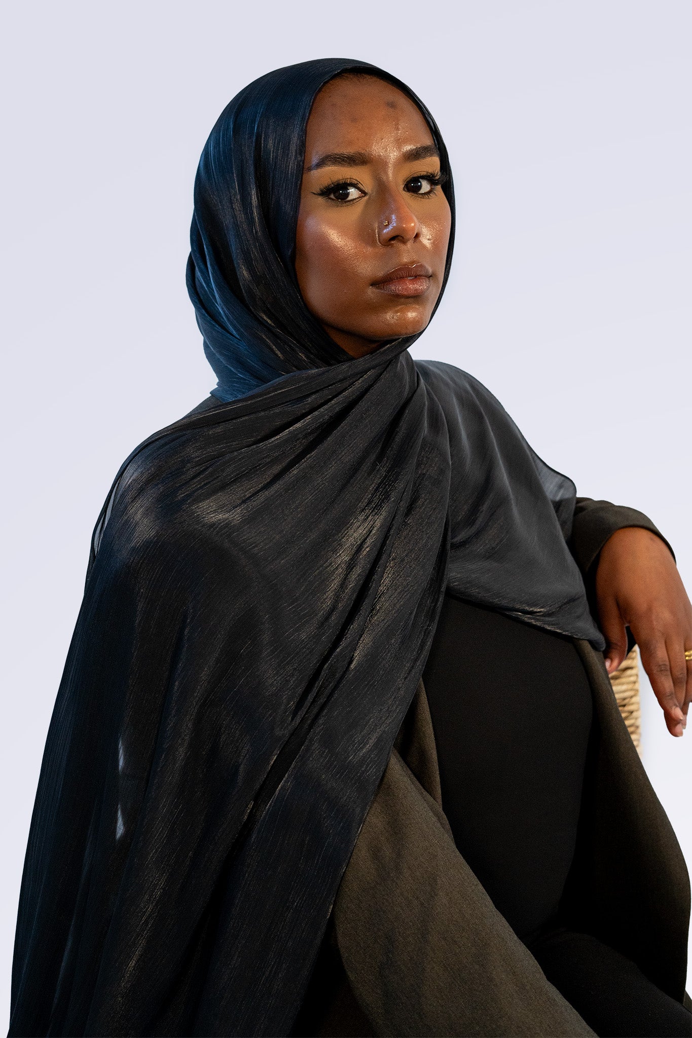 Satin Crepe & Undercap Set - Jet Black