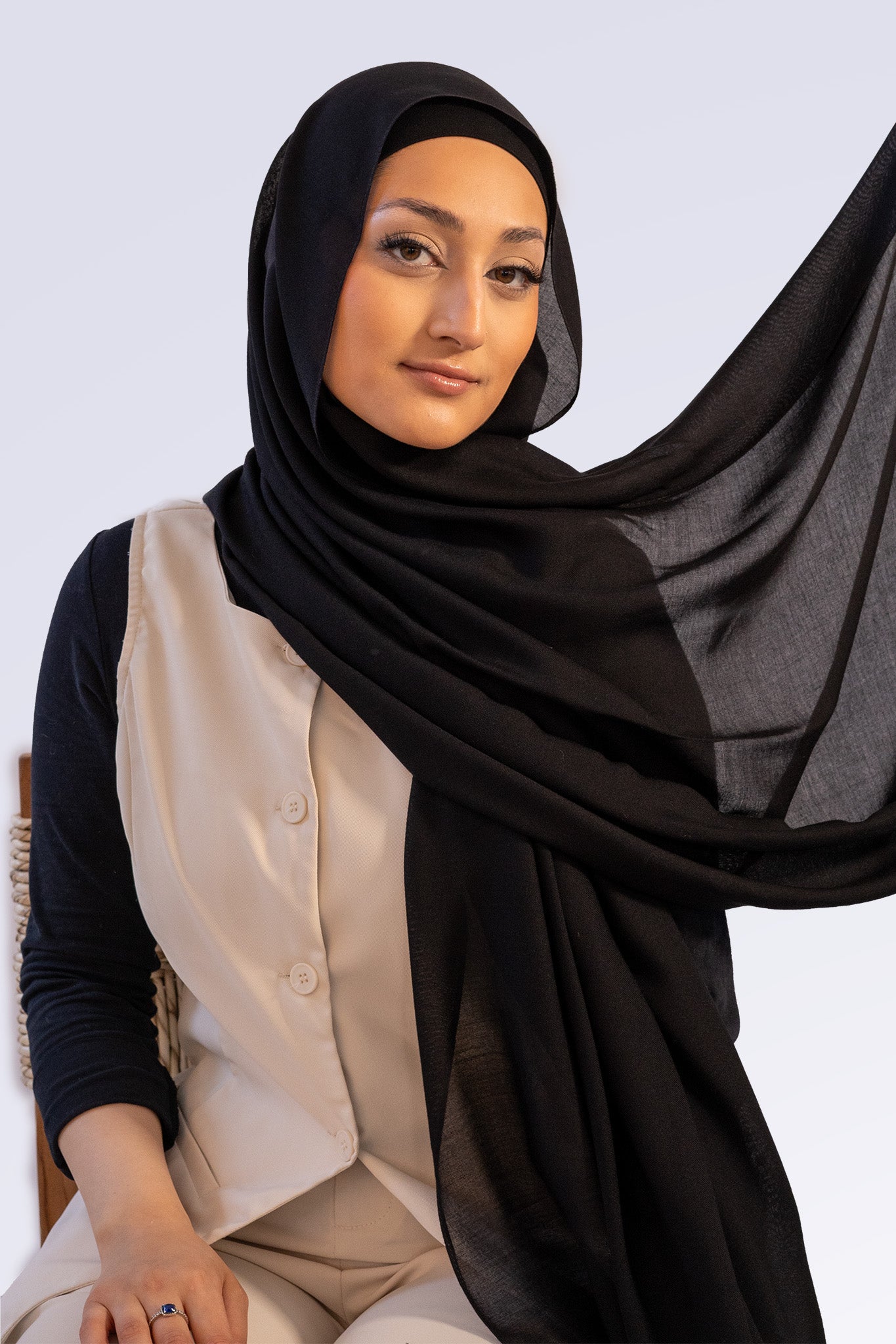 Premium Modal Hijab & Undercap Set - Jet Black