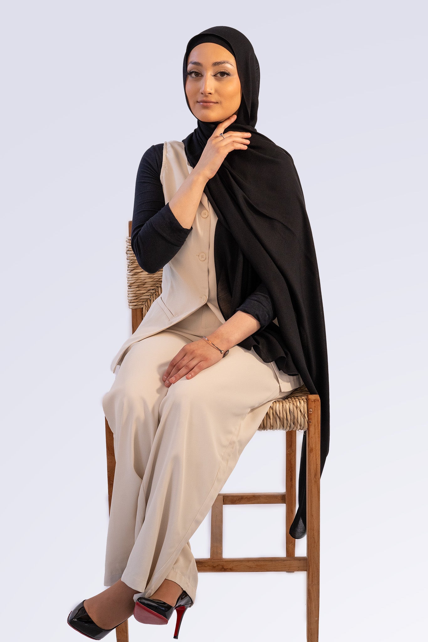 Premium Modal Hijab & Undercap Set - Jet Black