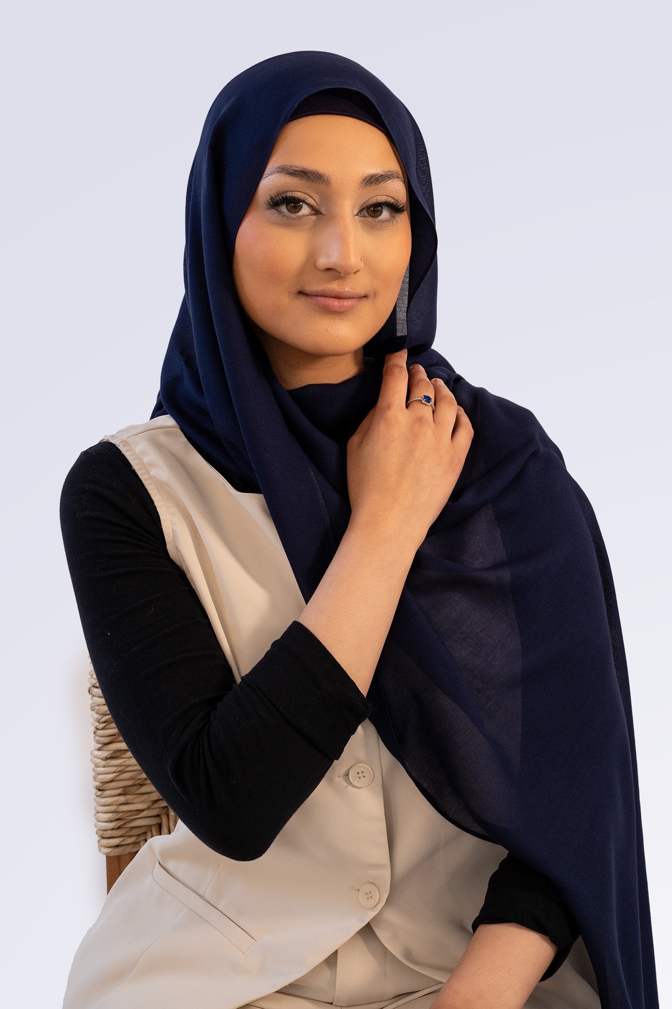 Premium Modal Hijab & Undercap Set - Navy