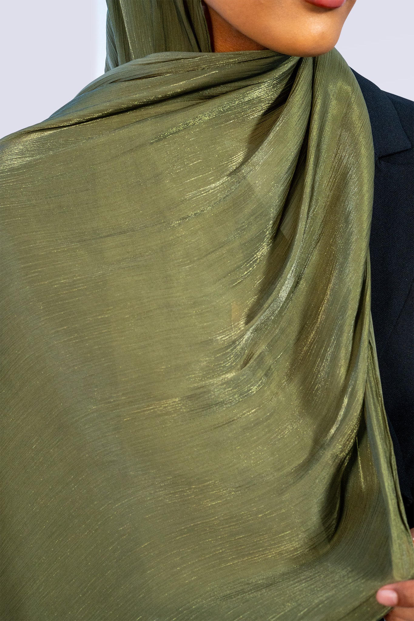 Satin Crepe & Undercap Set - Olive Green