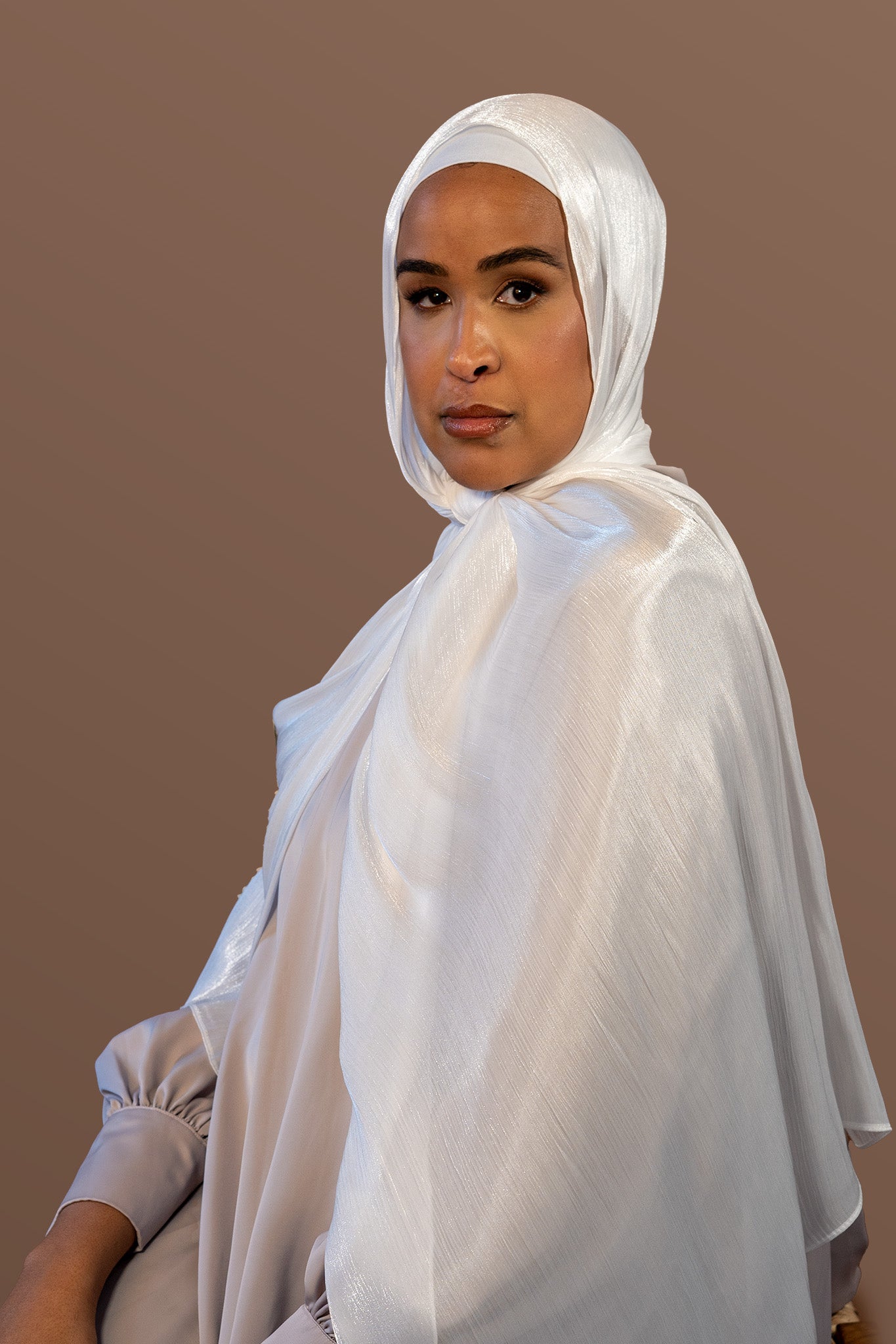 Satin Crepe & Undercap Set - Pure White