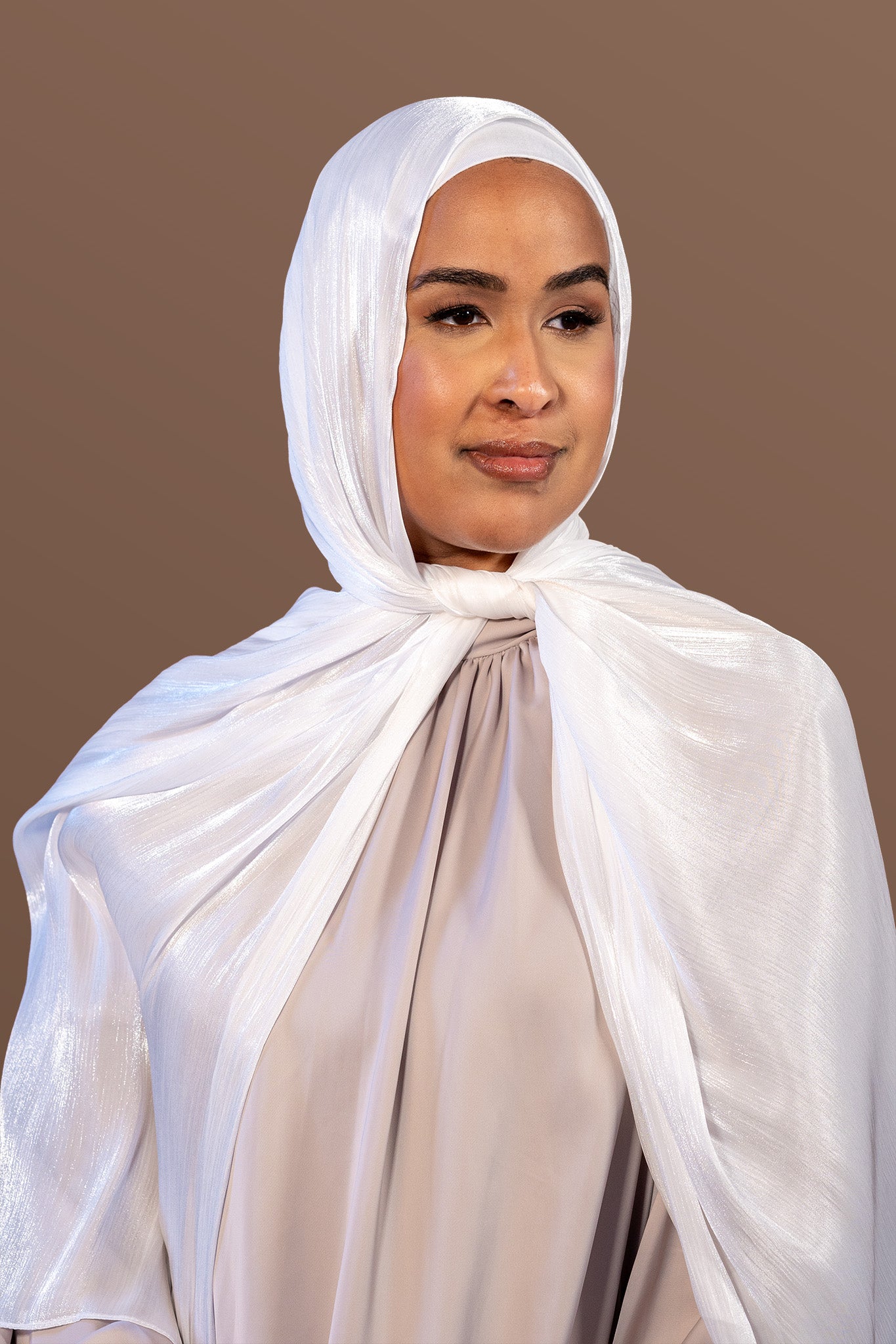 Satin Crepe & Undercap Set - Pure White