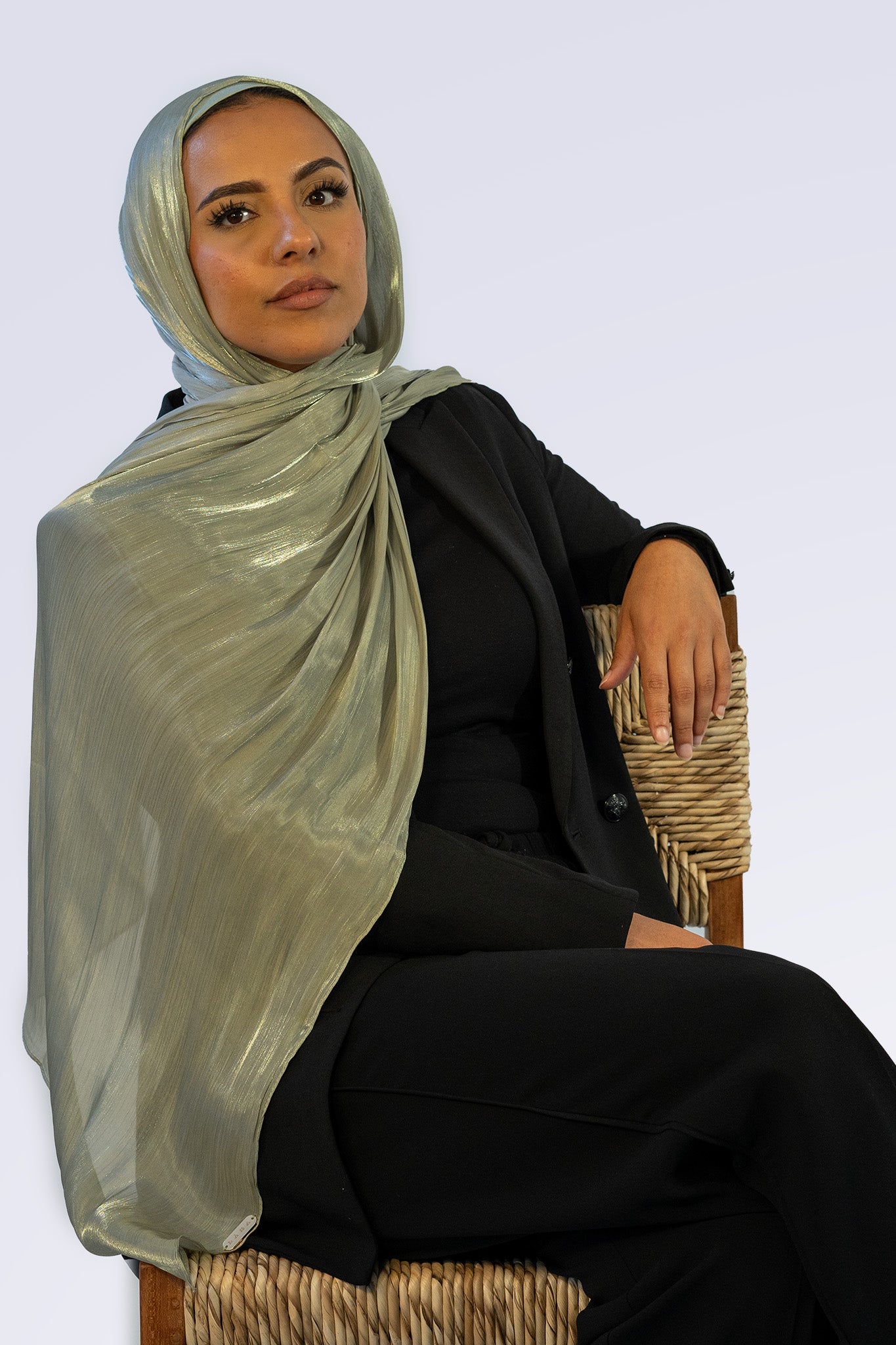 Satin Crepe & Undercap Set - Sage Green