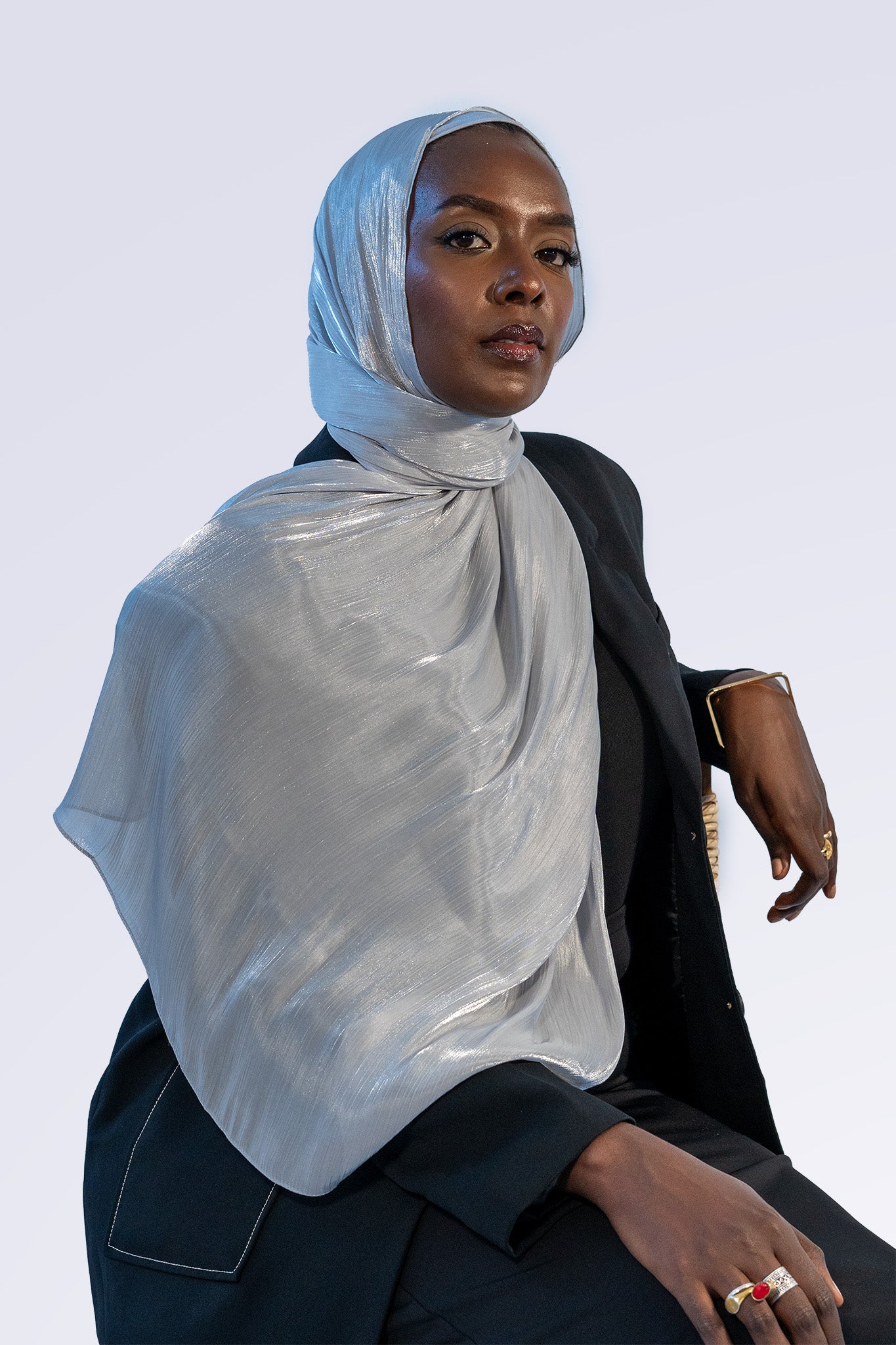 Satin Crepe & Undercap Set - Silver