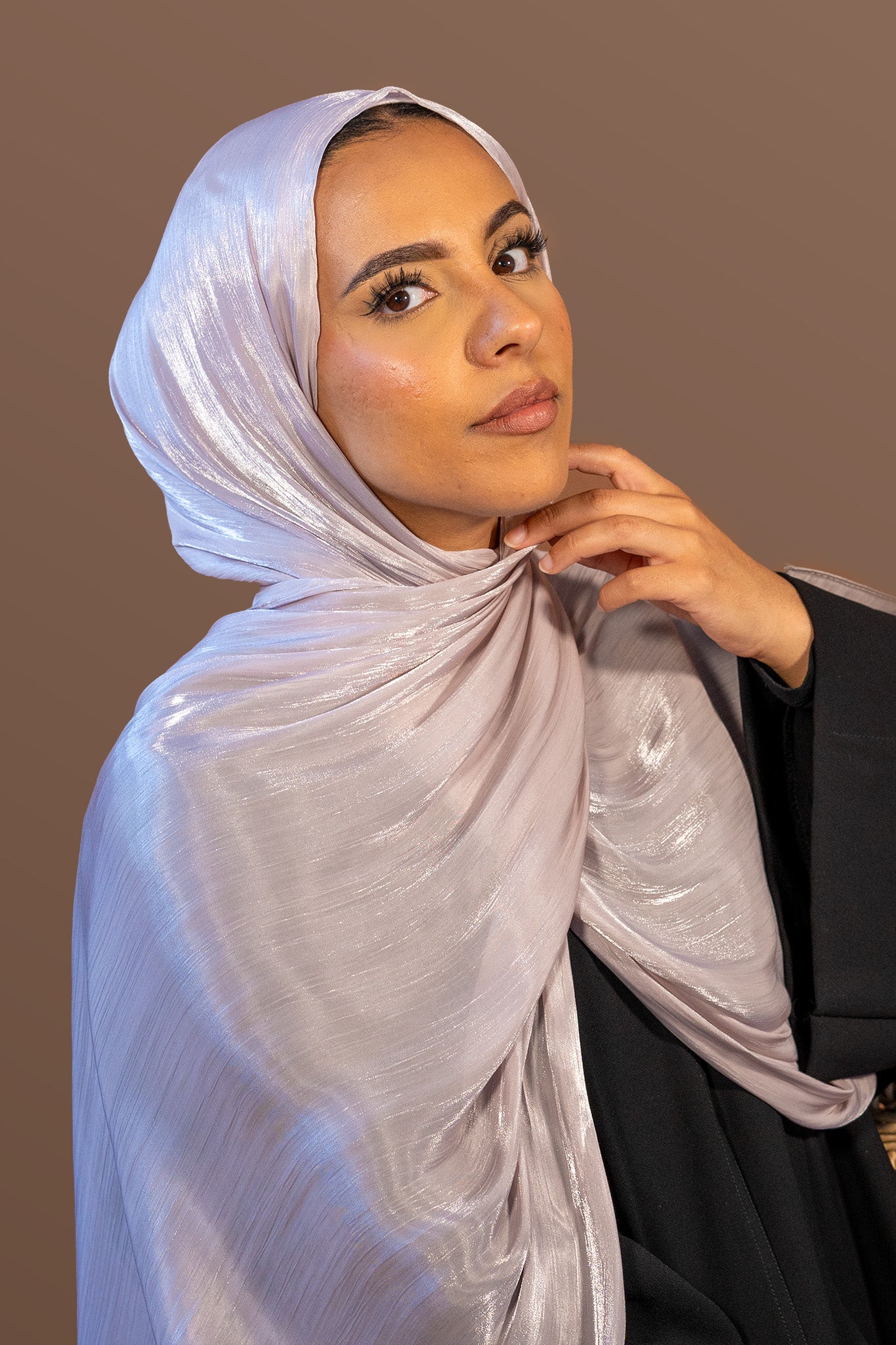 Satin Crepe & Undercap Set - Silver Feather