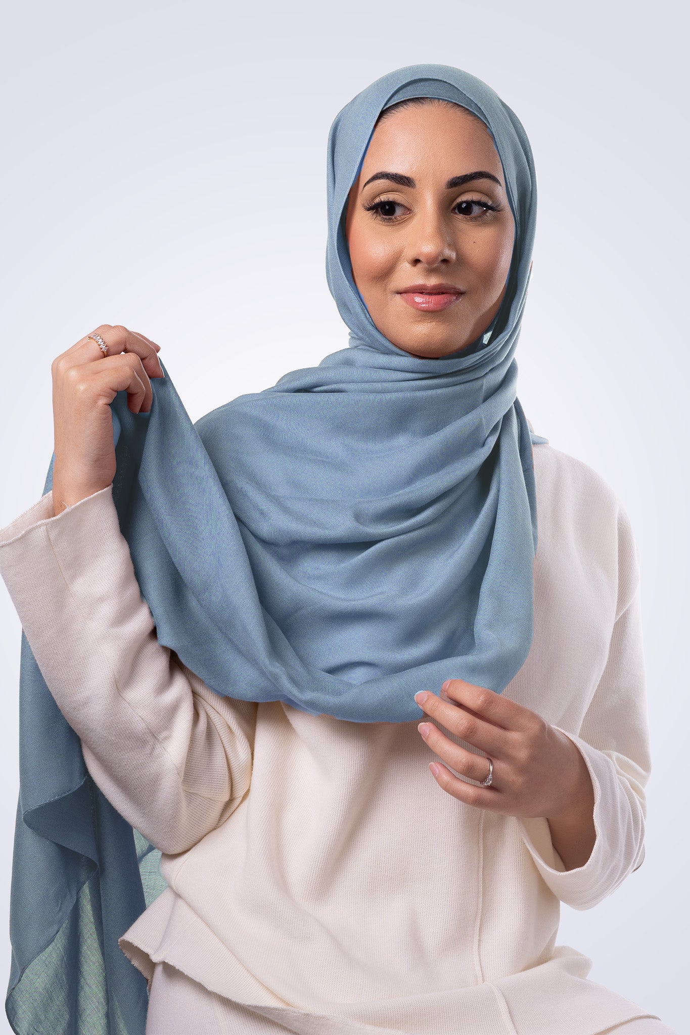 Premium Modal Hijab & Undercap Set - Soft Blue