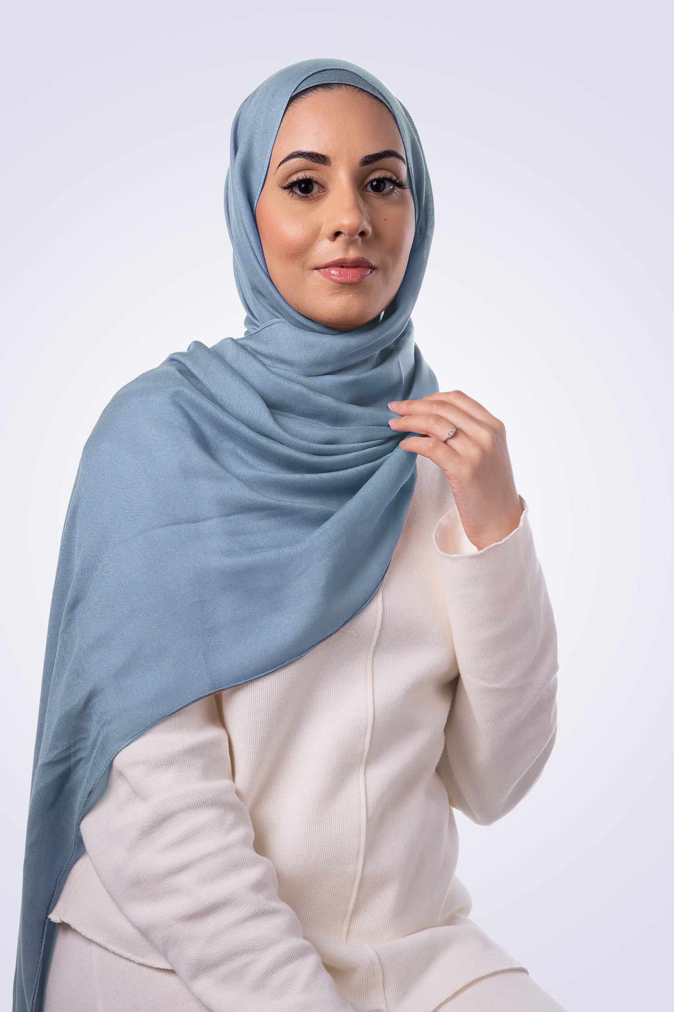Premium Modal Hijab & Undercap Set - Soft Blue