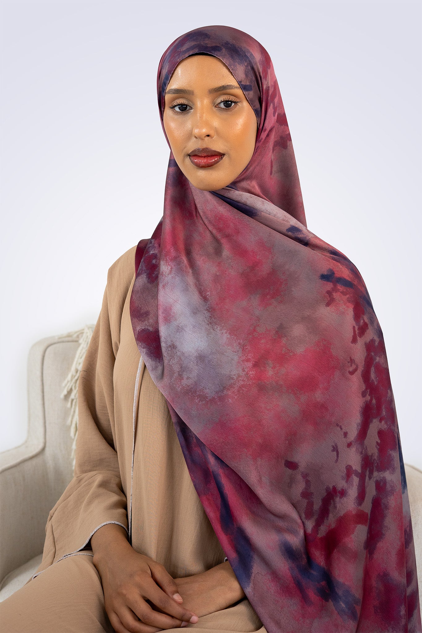 Printed Satin - Crimson Rouge