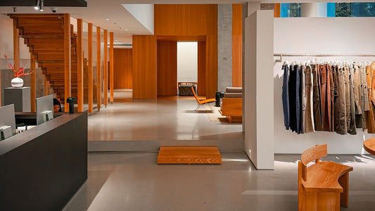 Premium shop floor in china where they sell fabrics only and clothes are only shown as a sample to customers