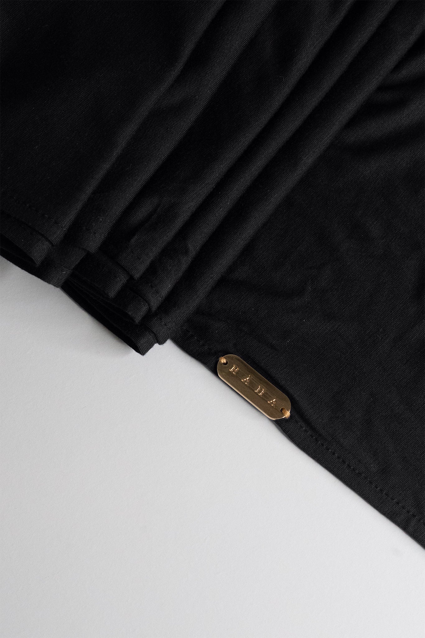 Close up of Bamboo Jersey Hijab in Jet Black