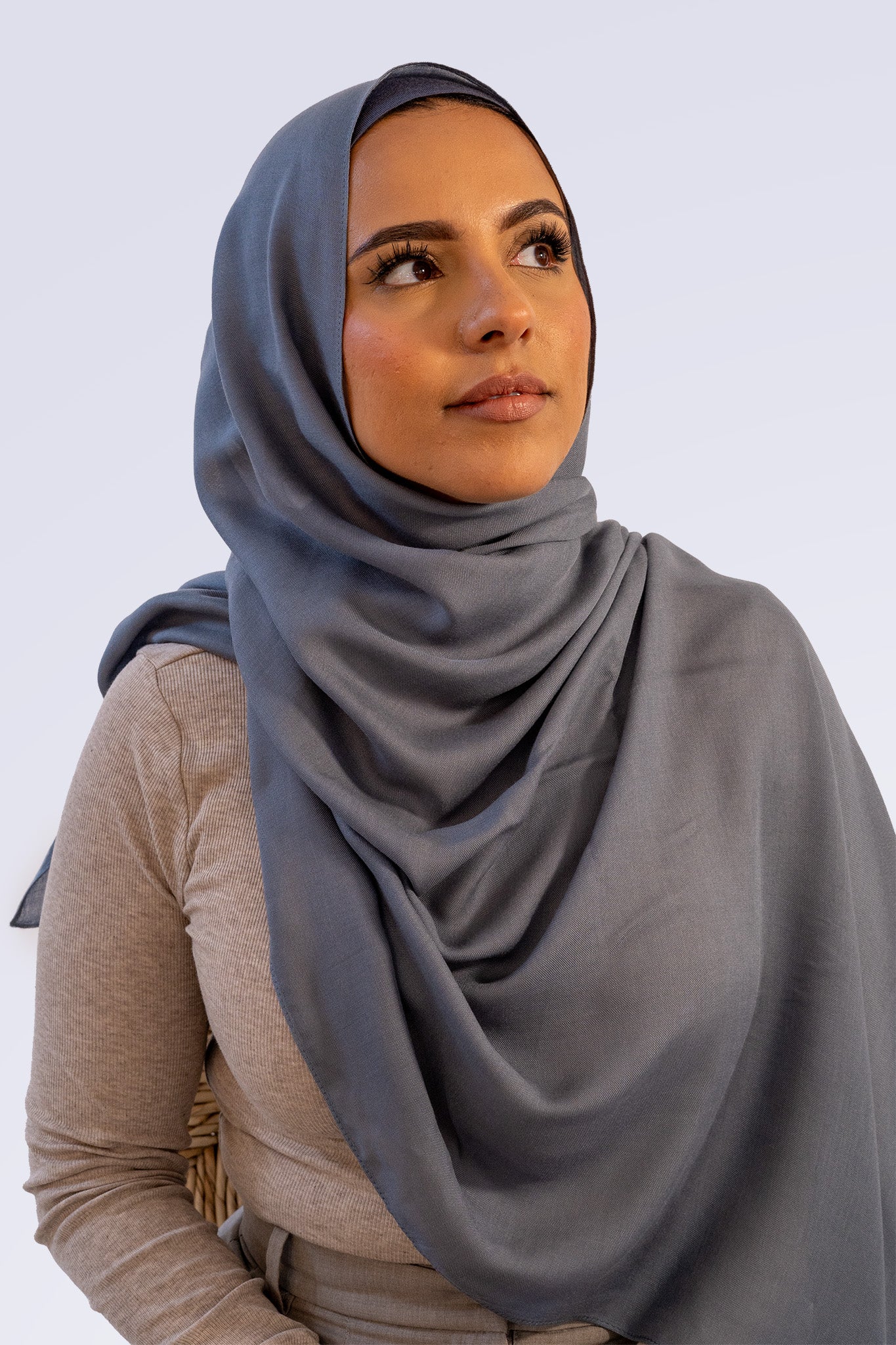 Matching Modal Hijab & Undercap - Blue Grey