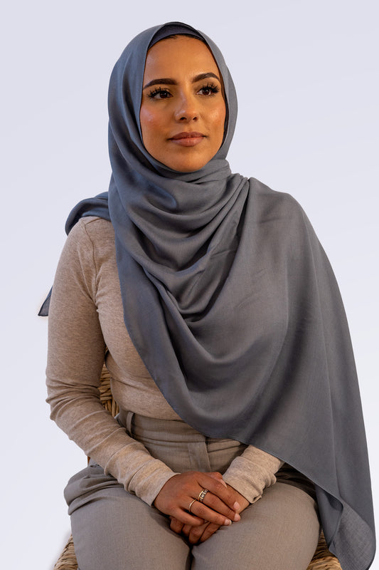 Matching Modal Hijab & Undercap - Blue Grey