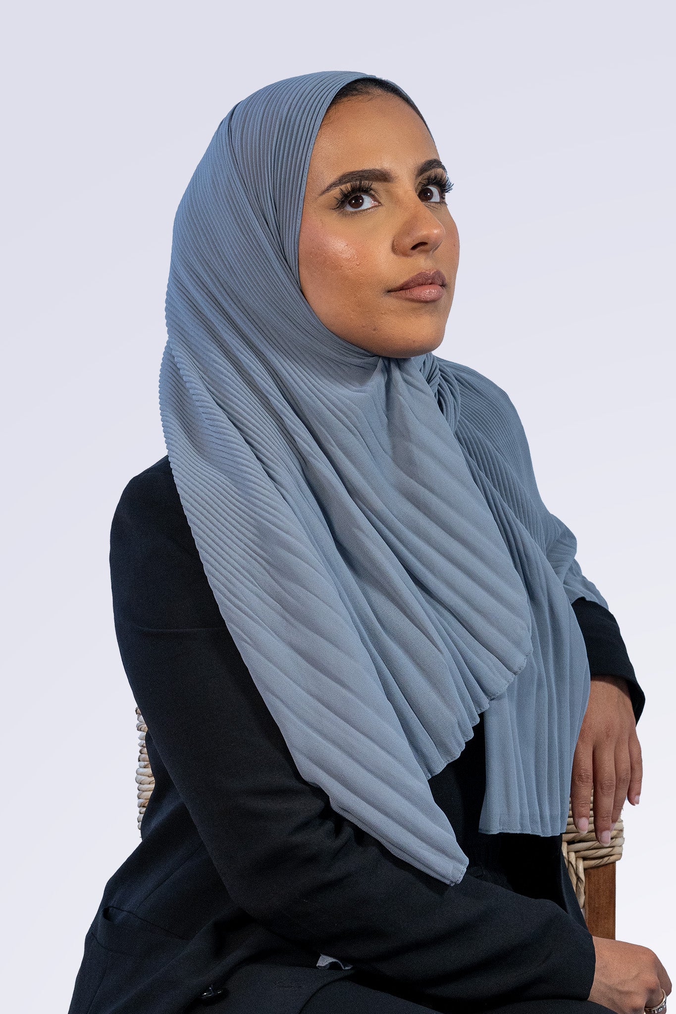 Pleated Chiffon Hijab - Blue Grey