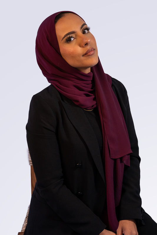 Crinkle Chiffon Hijab - Burgundy