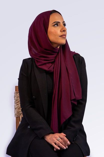 Crinkle Chiffon Hijab - Burgundy