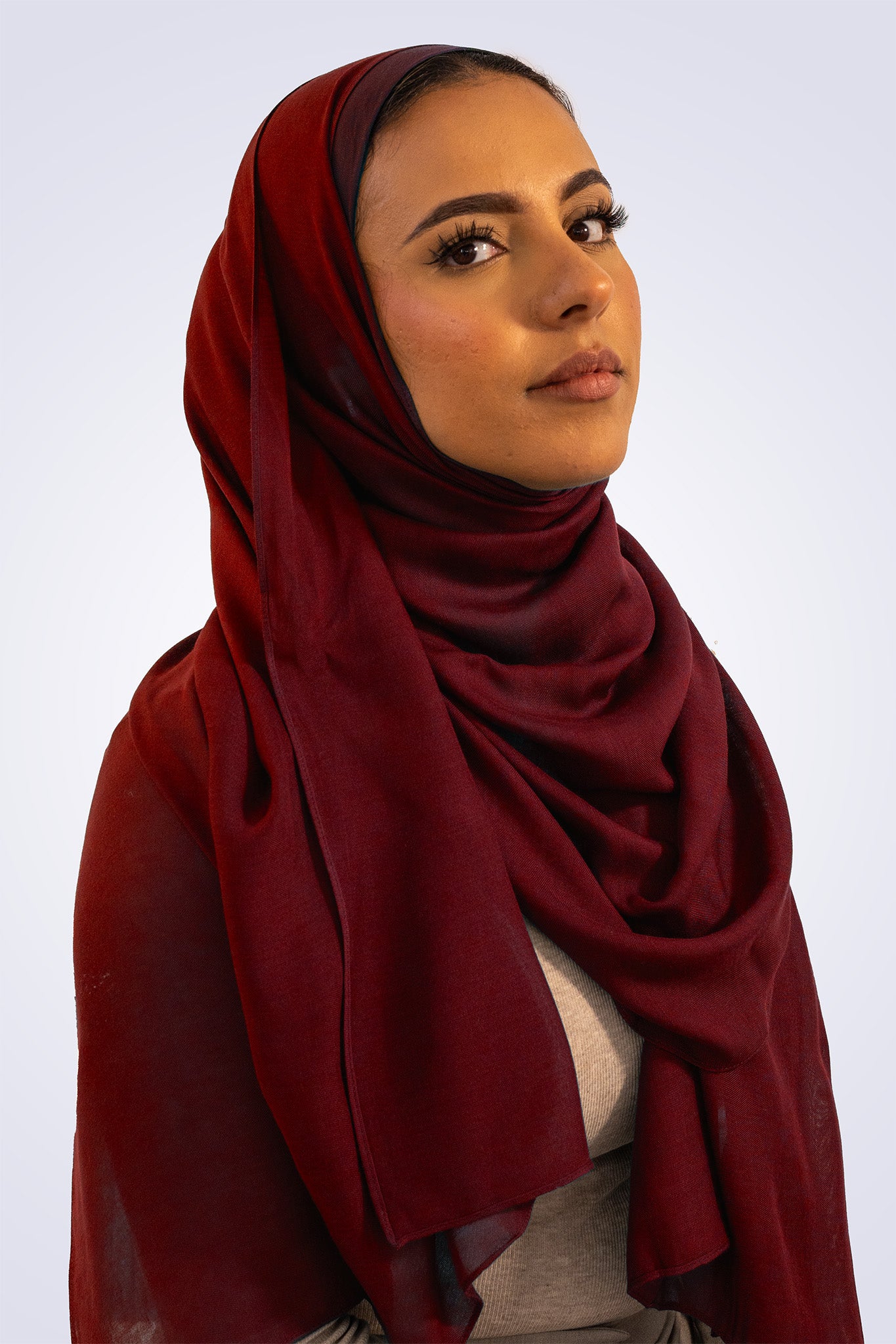 Premium Modal Hijab & Undercap Set - Cherry Red