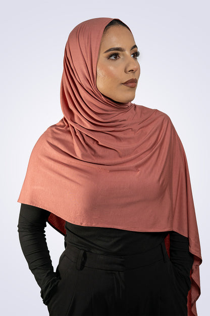 Bamboo Jersey Hijab - Coral Pink