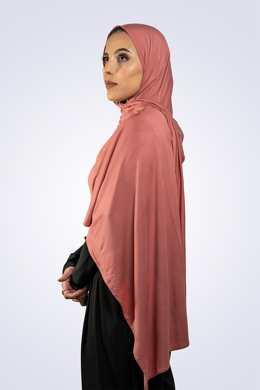Bamboo Jersey Hijab - Coral Pink