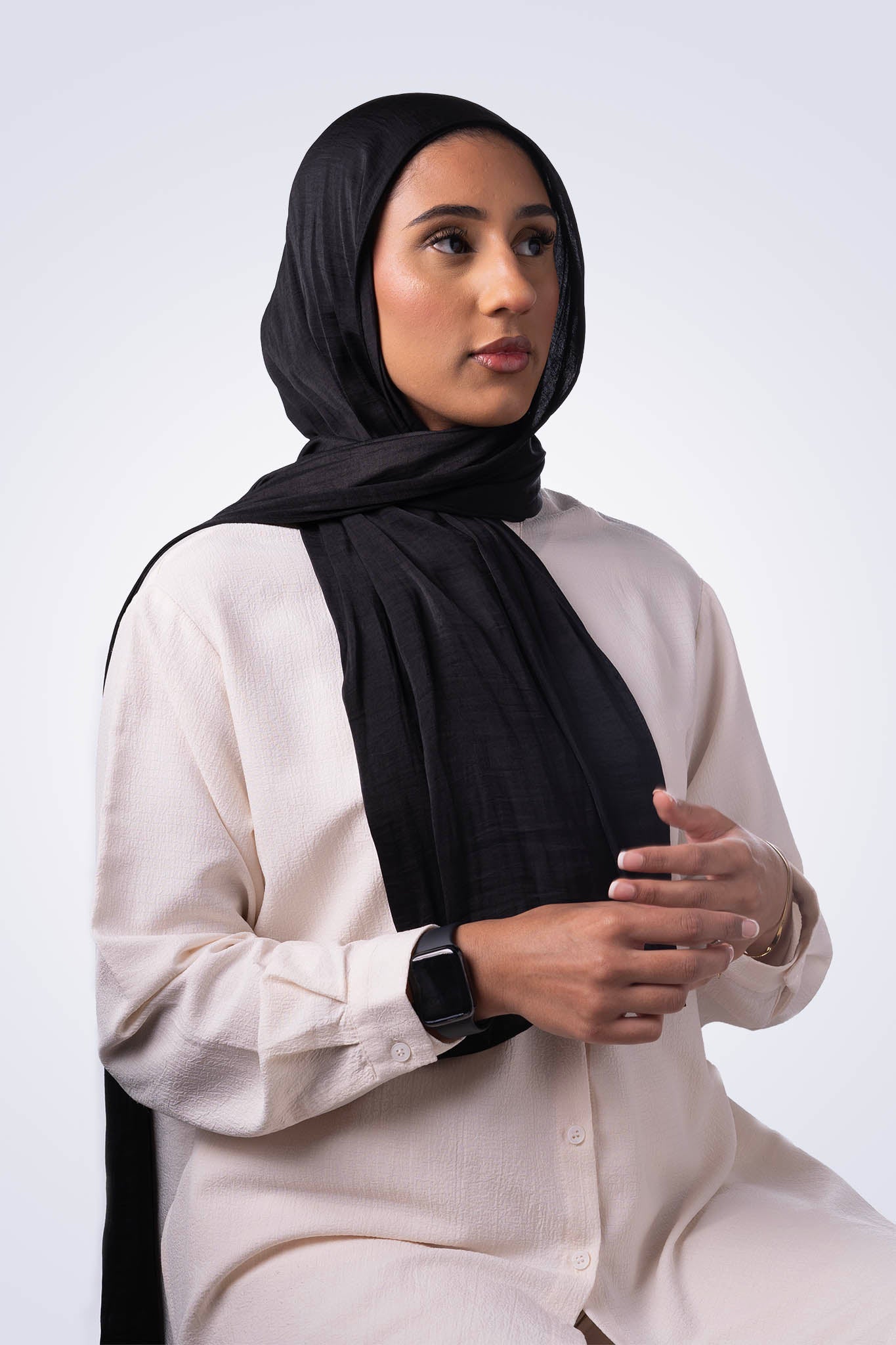 Powder Touch Hijab - Jet Black